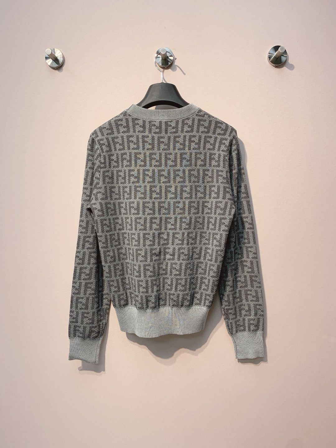 Fendi 25 Sweater Grey Monogram Woool 0002