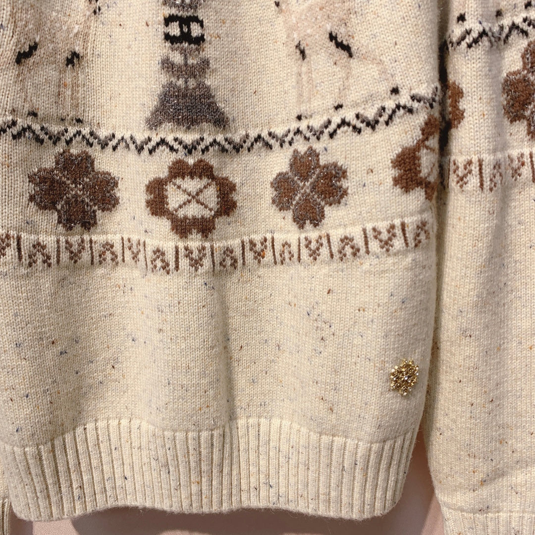 Chanel 25 Coco Sweater White mix Colors Cashmere 320074
