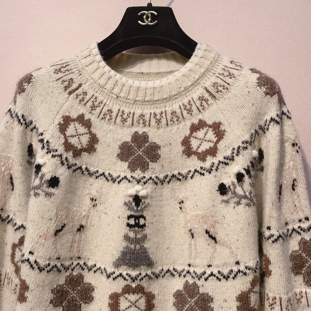 Chanel 25 Coco Sweater White mix Colors Cashmere 320074