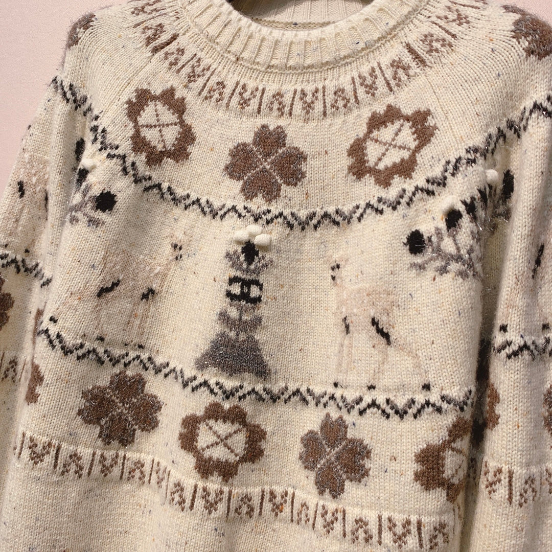 Chanel 25 Coco Sweater White mix Colors Cashmere 320074