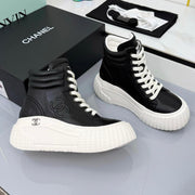 Chanel 2025 High-Top Sneakers Black White Cowhide 469794