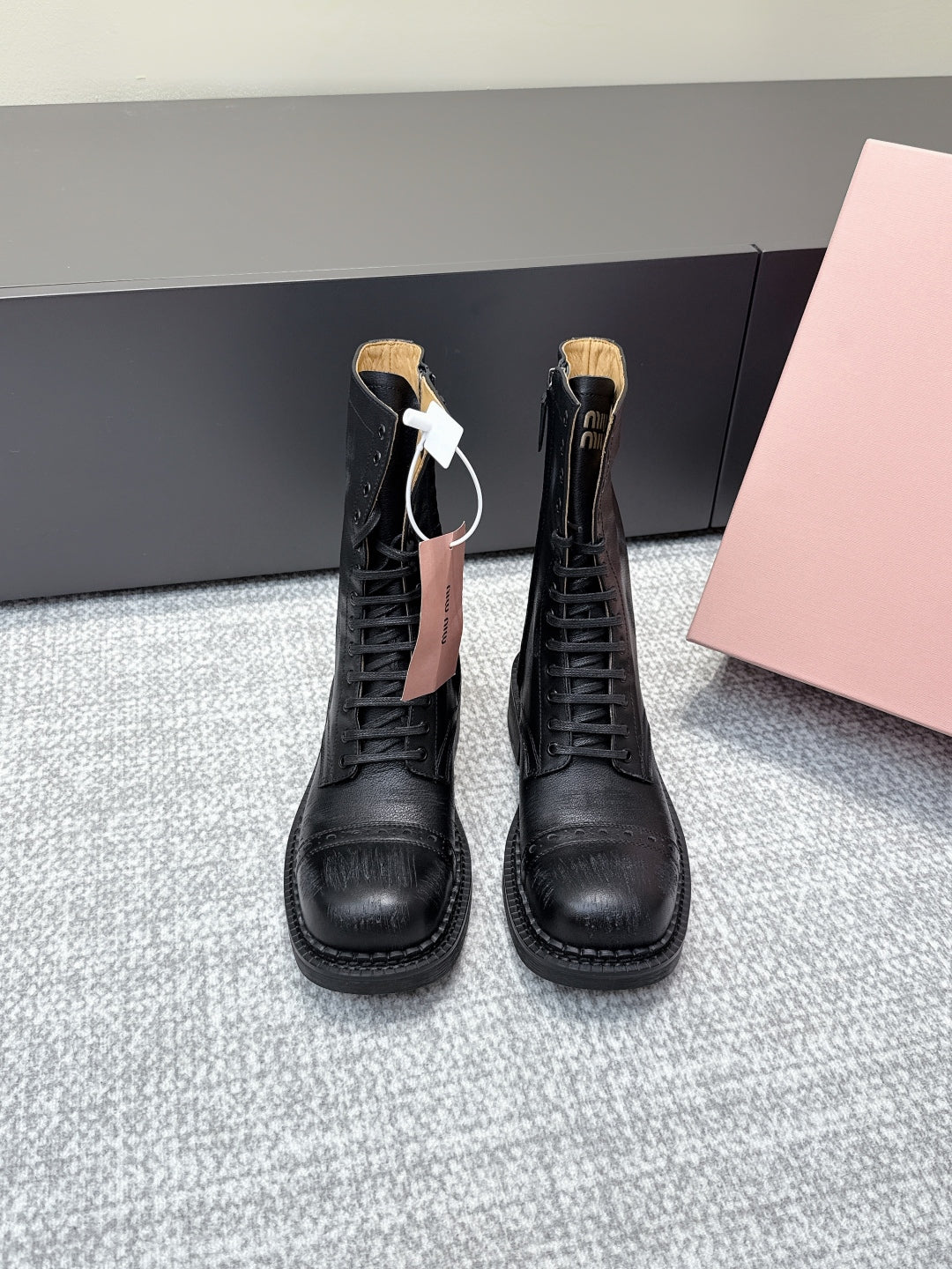 MIU MIU Martin boots black sheepskin 461842