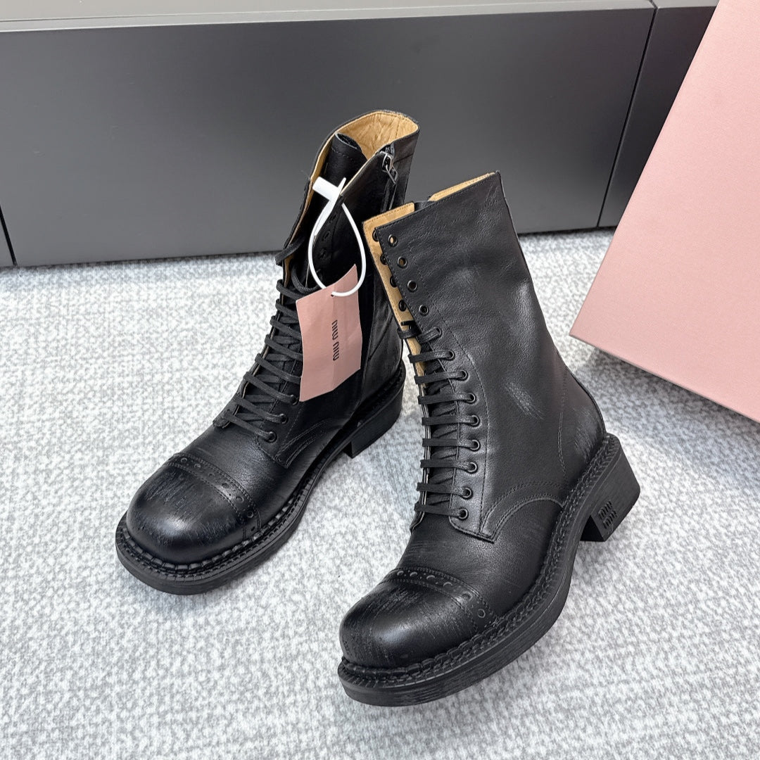 MIU MIU Martin boots black sheepskin 461842