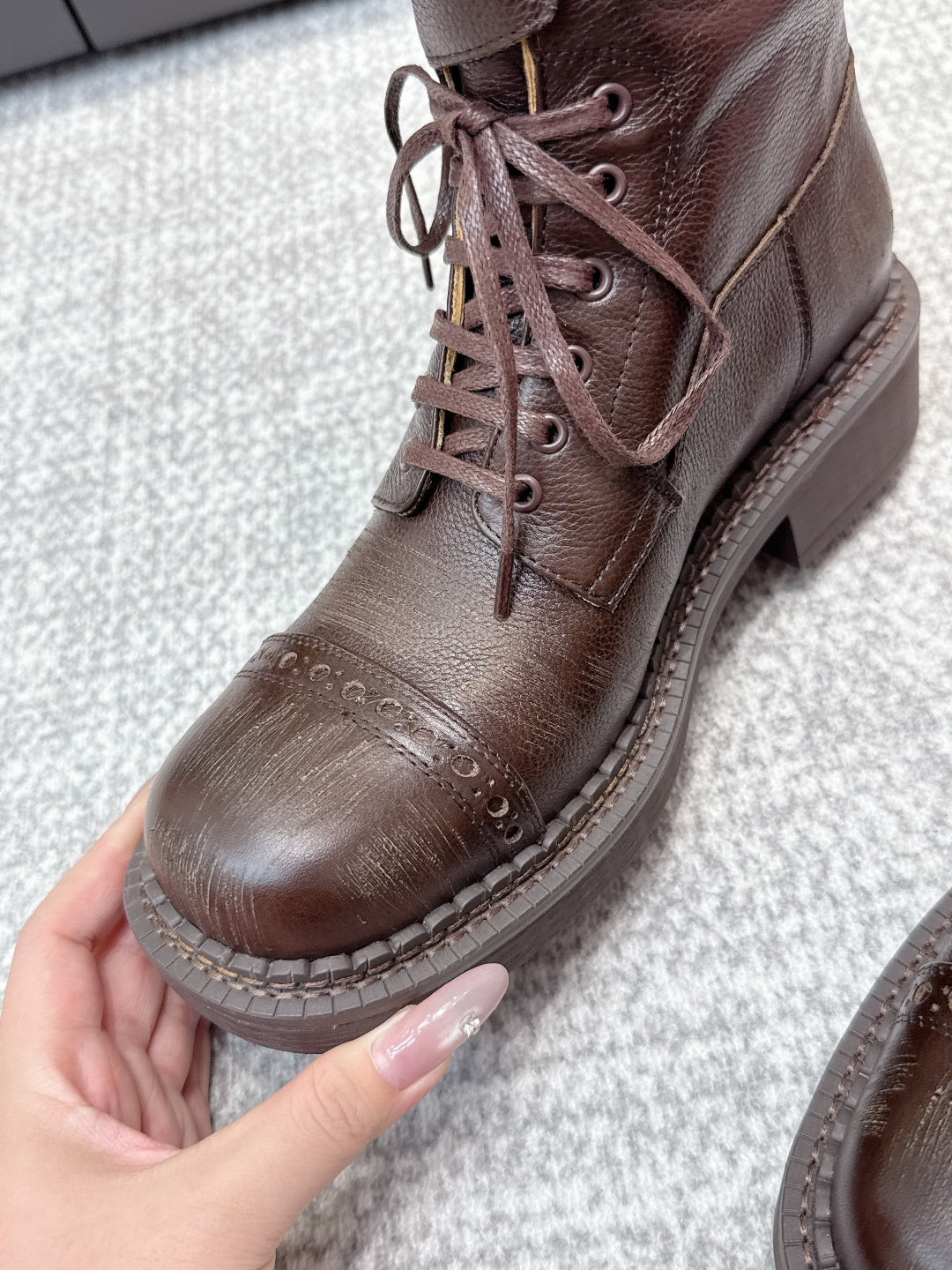 MIU MIU Cowboy High Boots Dark Brown Sheepskin 461844