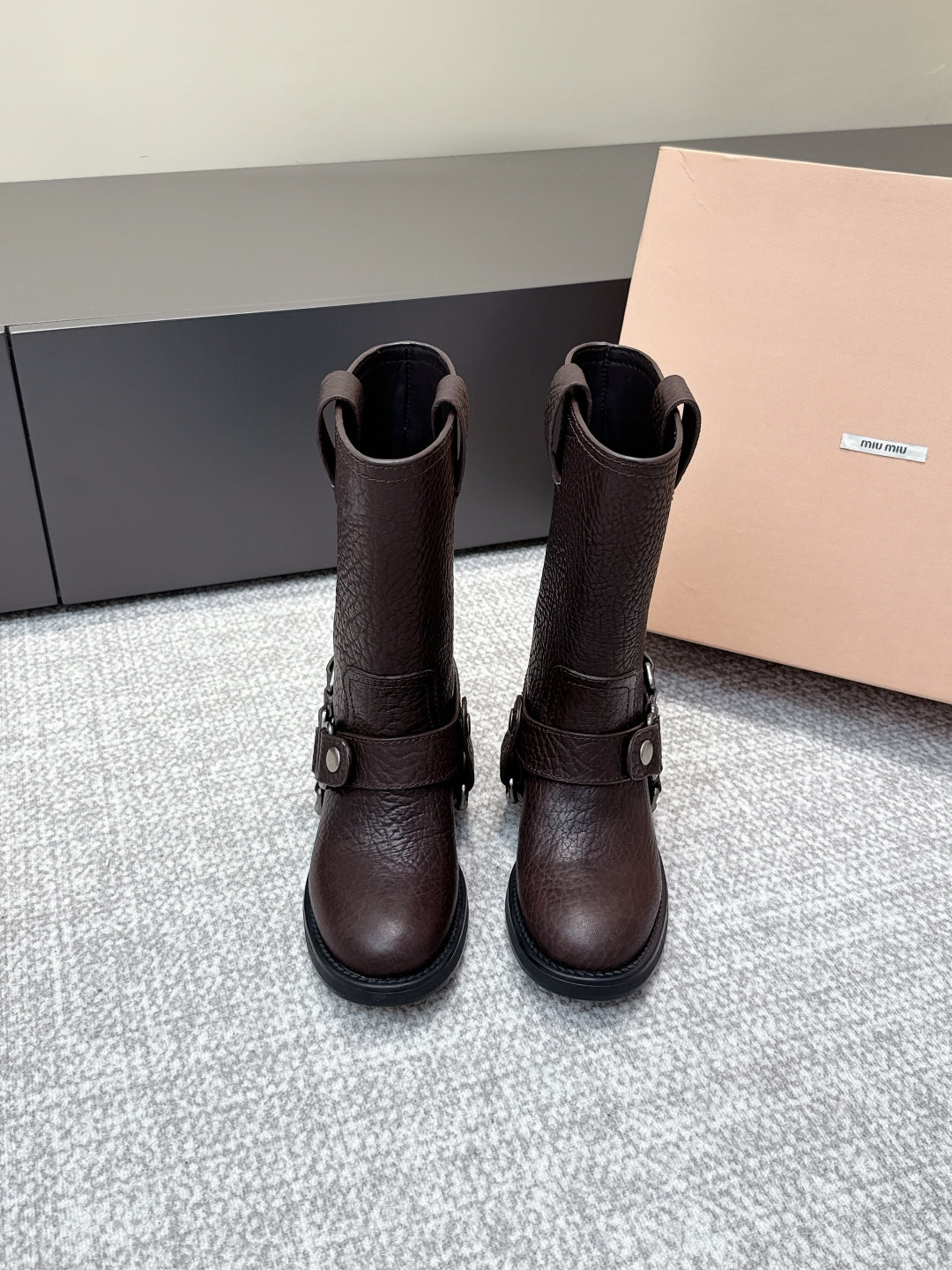 MIU MIU Martin boots Dark Brown Sheepskin 461849