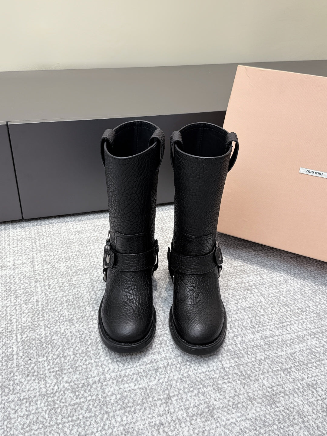 MIU MIU Martin boots Black Sheepskin 461850