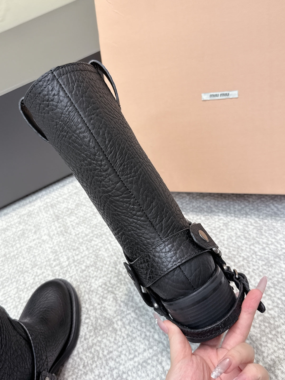 MIU MIU Martin boots Black Sheepskin 461850