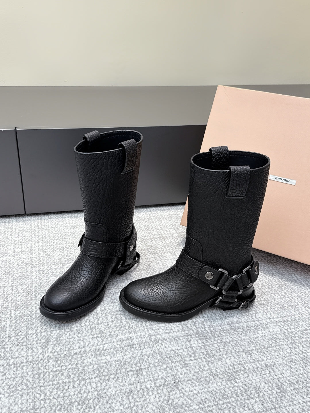 MIU MIU Martin boots Black Sheepskin 461850