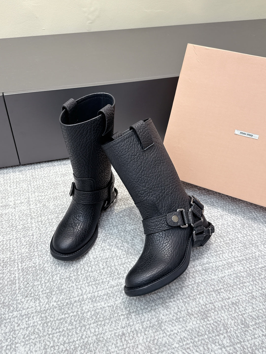 MIU MIU Martin boots Black Sheepskin 461850
