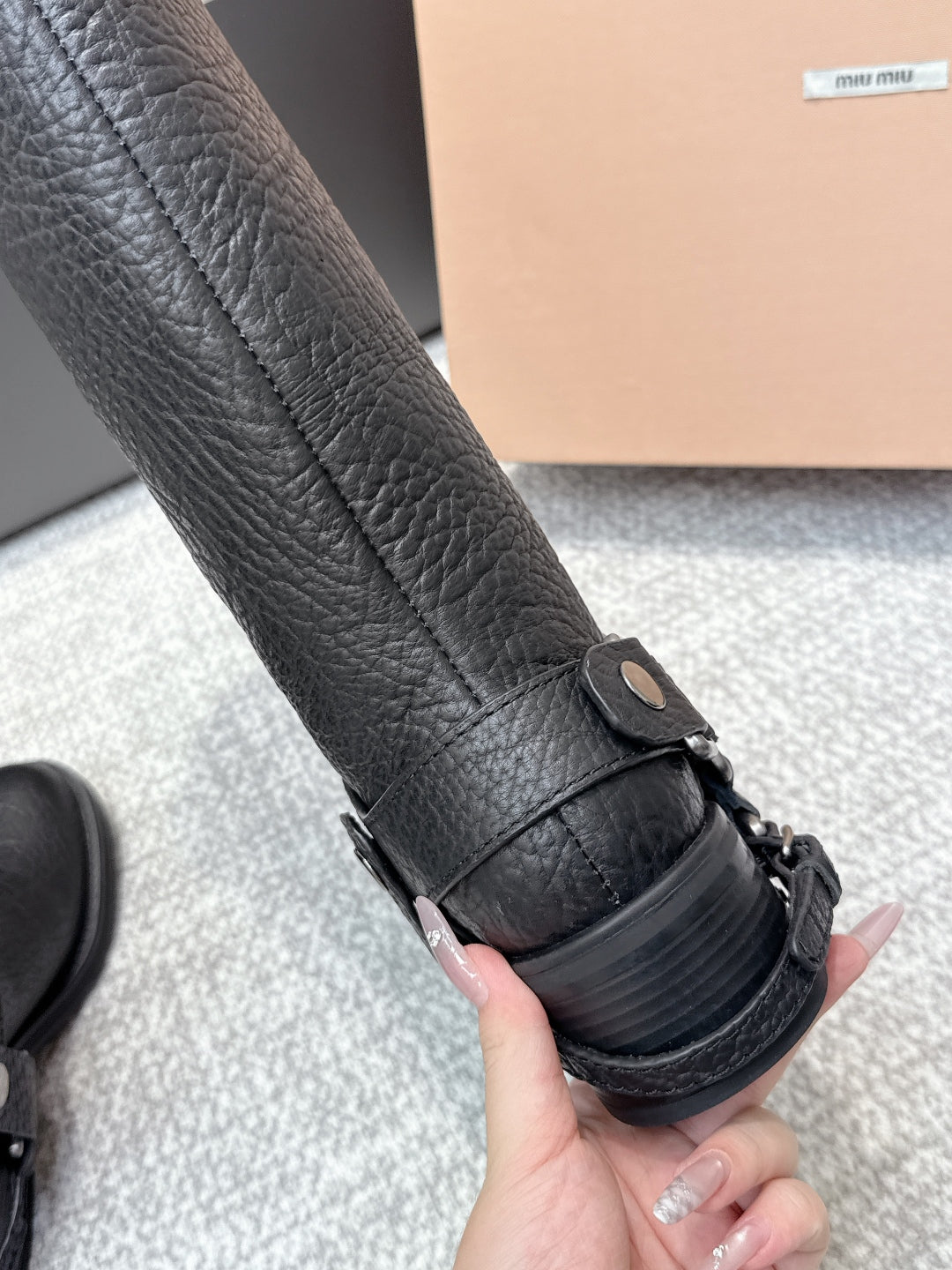 MIU MIU high boots black sheepskin 461852