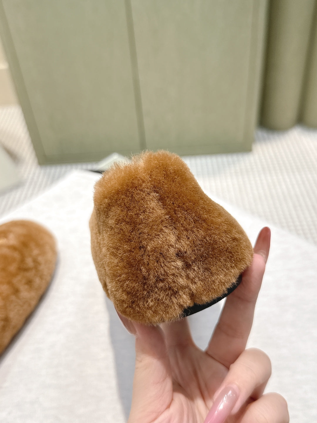 Prada 25 Shearling Ballerina Flats Brown Wool Sheepskin