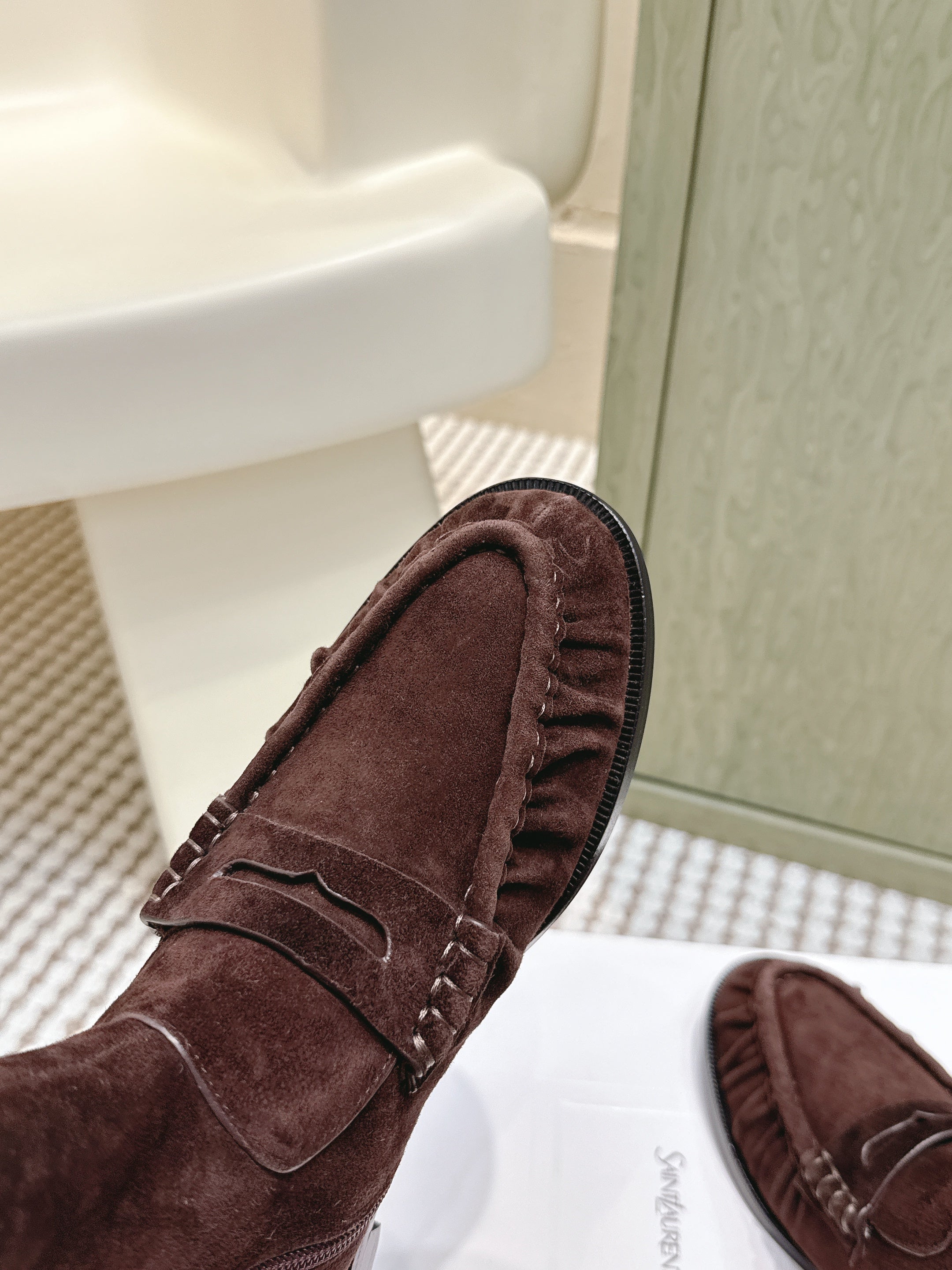 YSL 2025 High-top Loafer Brown Suede 569418