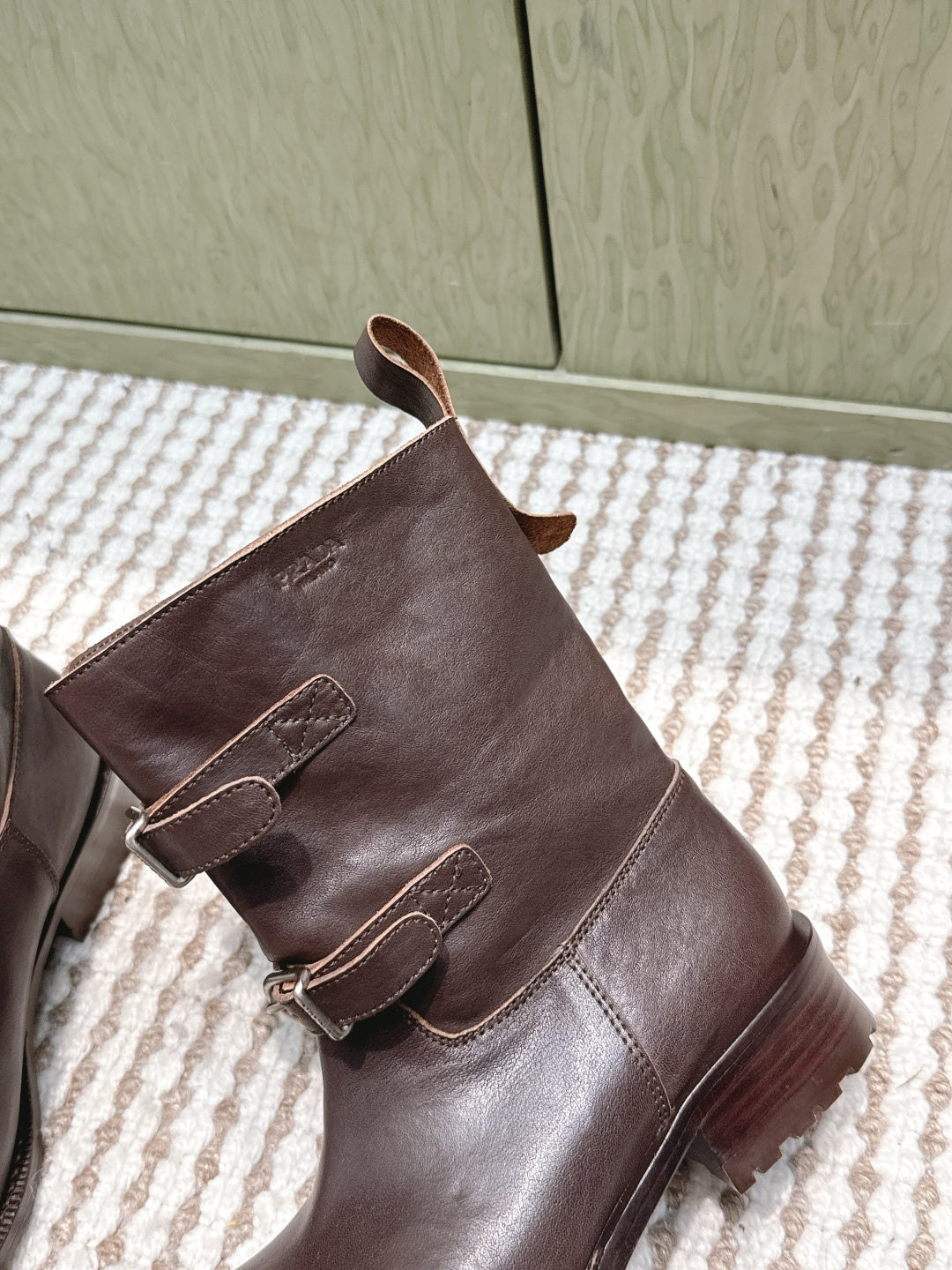 Pra 2025 Boot With Two Silver Buckle Dark Brown Calfskin 556291