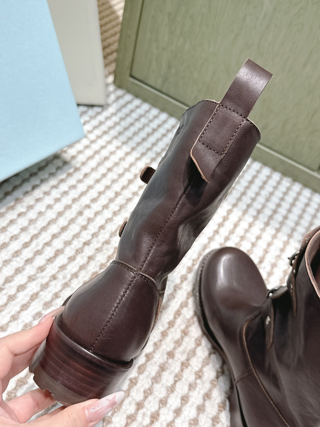 Pra 2025 Boot With Two Silver Buckle Dark Brown Calfskin 556291