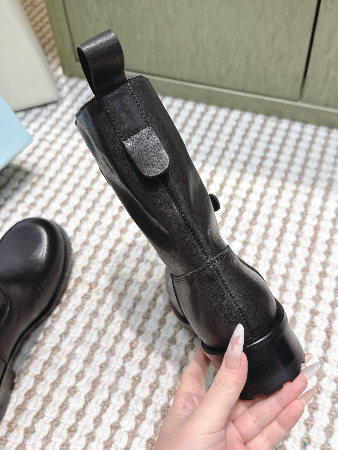 Pra 2025 Boot With Two Silver Buckle Black Calfskin 556292