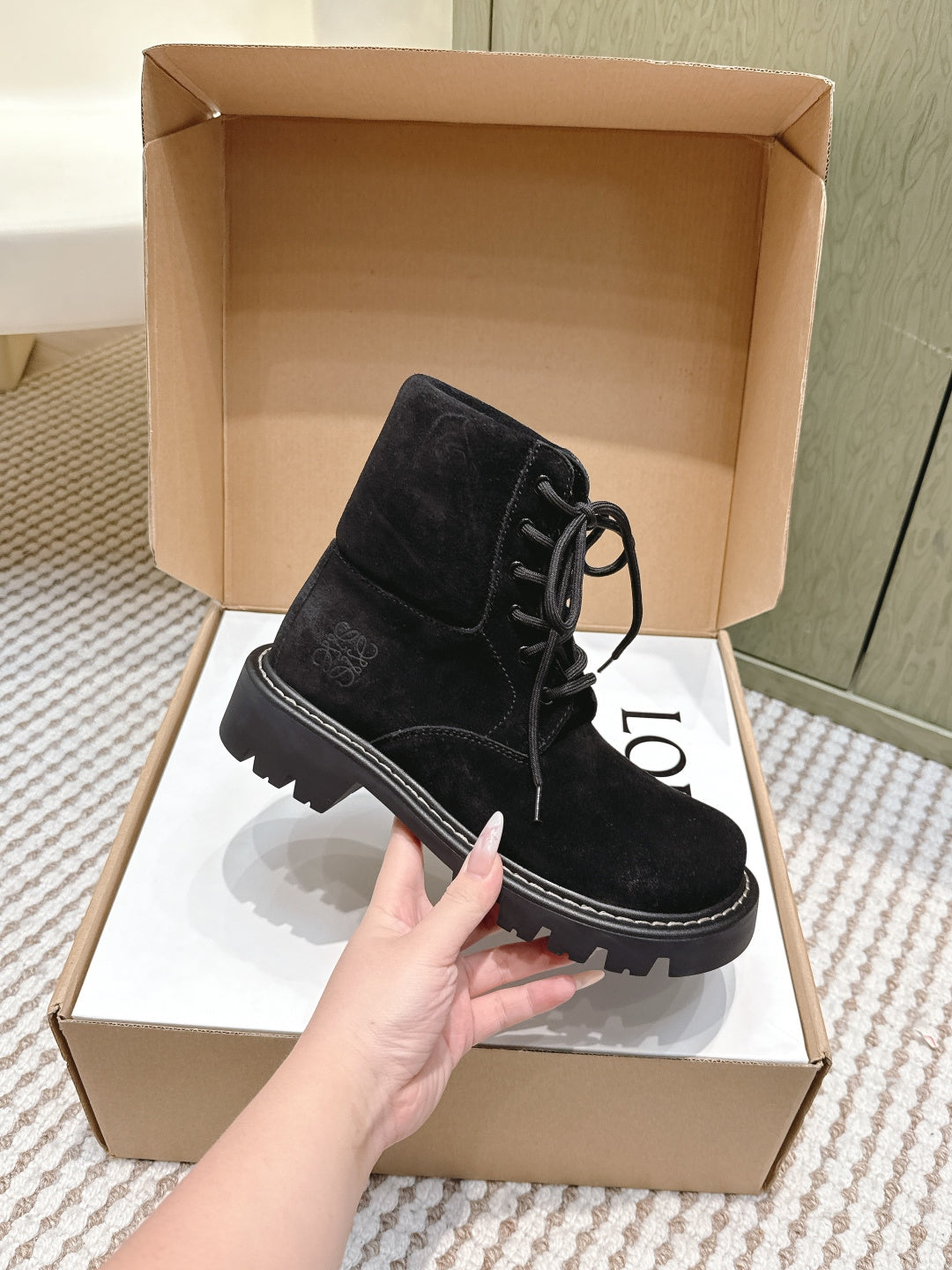 Loewe 2025 Sierra Ankle Boot Black Suede 556051