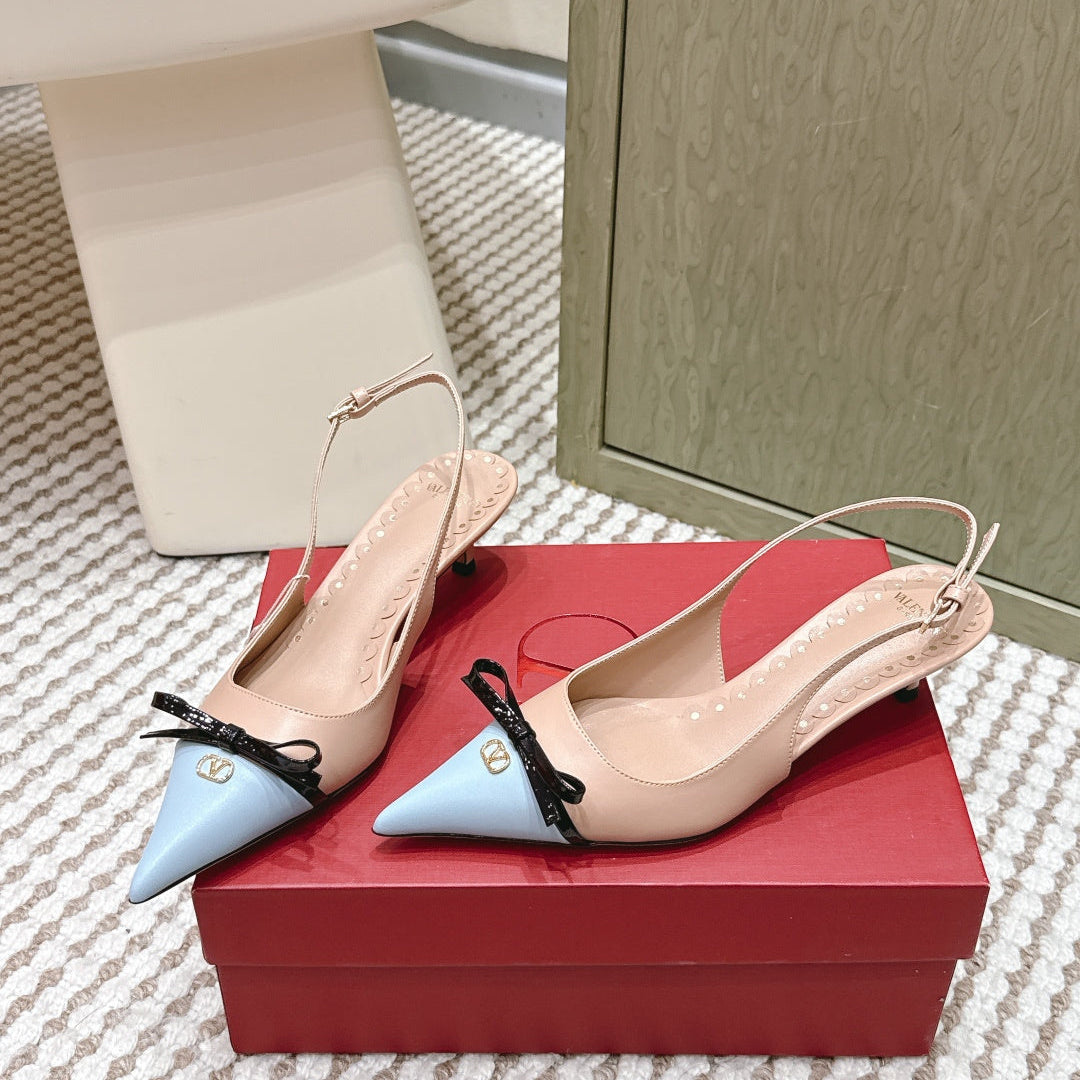 VT 26s Slingback 45 Beige Blue Calfskin 612242