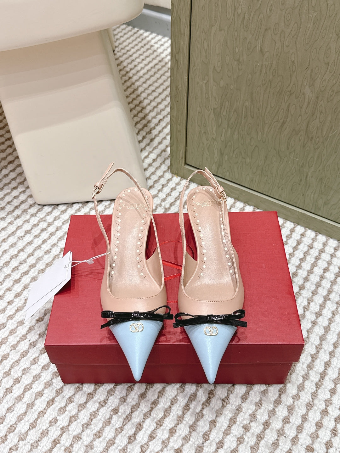 VT 26s Slingback 45 Beige Blue Calfskin 612242