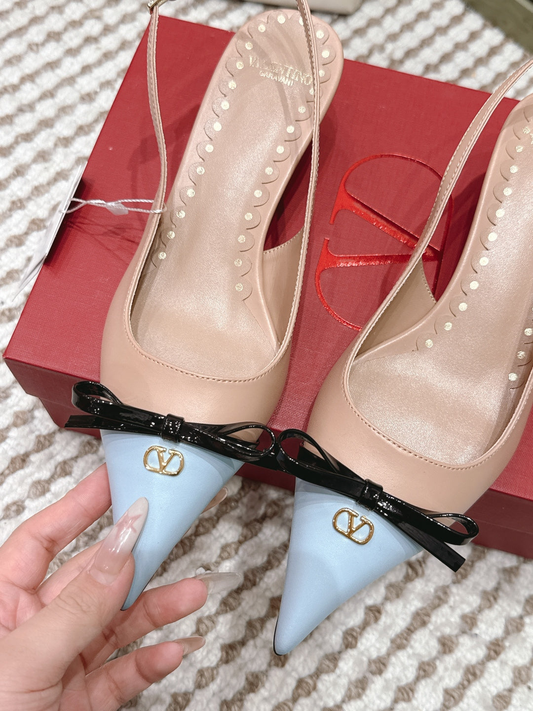 VT 26s Slingback 45 Beige Blue Calfskin 612242