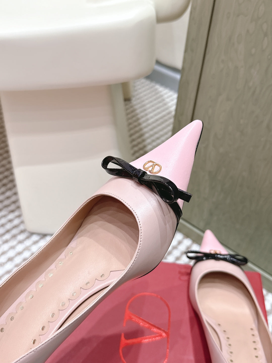 VT 26s Pump 45 Beige Pink Genuine Leather 612250