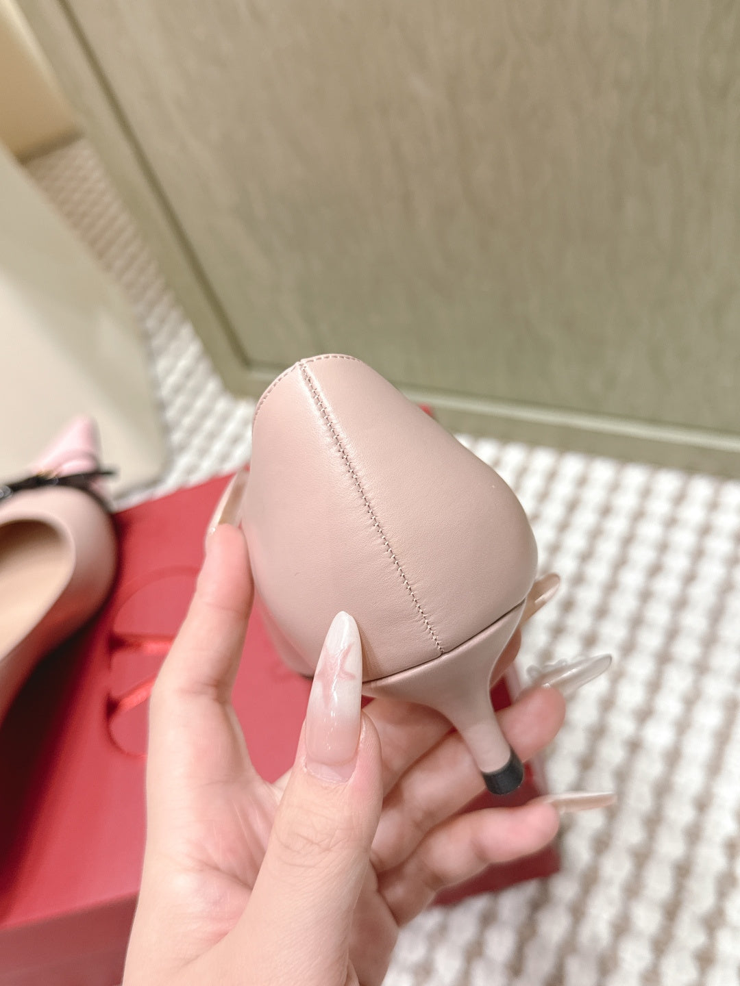 VT 26s Pump 45 Beige Pink Genuine Leather 612250