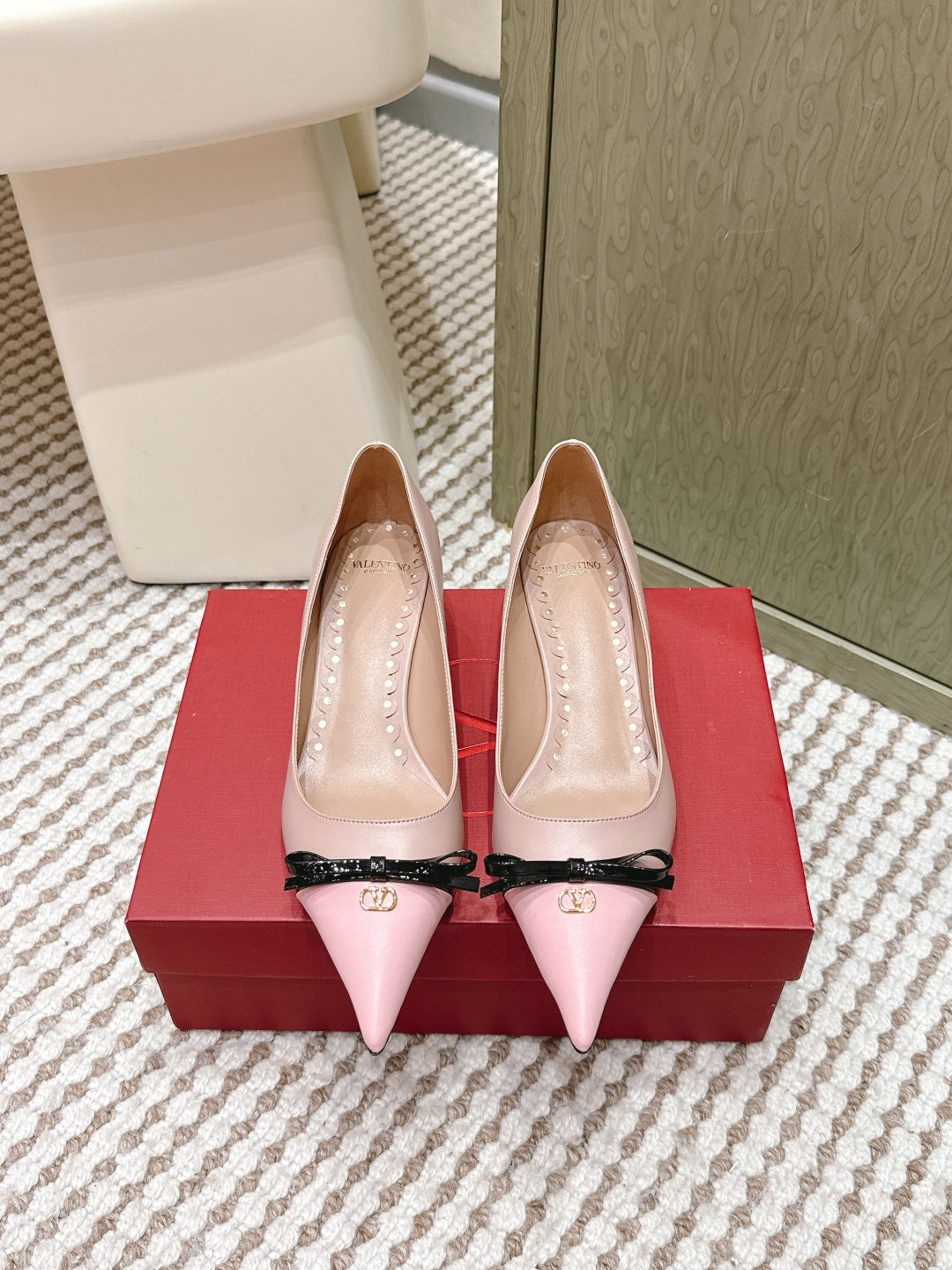 VT 26s Pump 45 Beige Pink Genuine Leather 612250