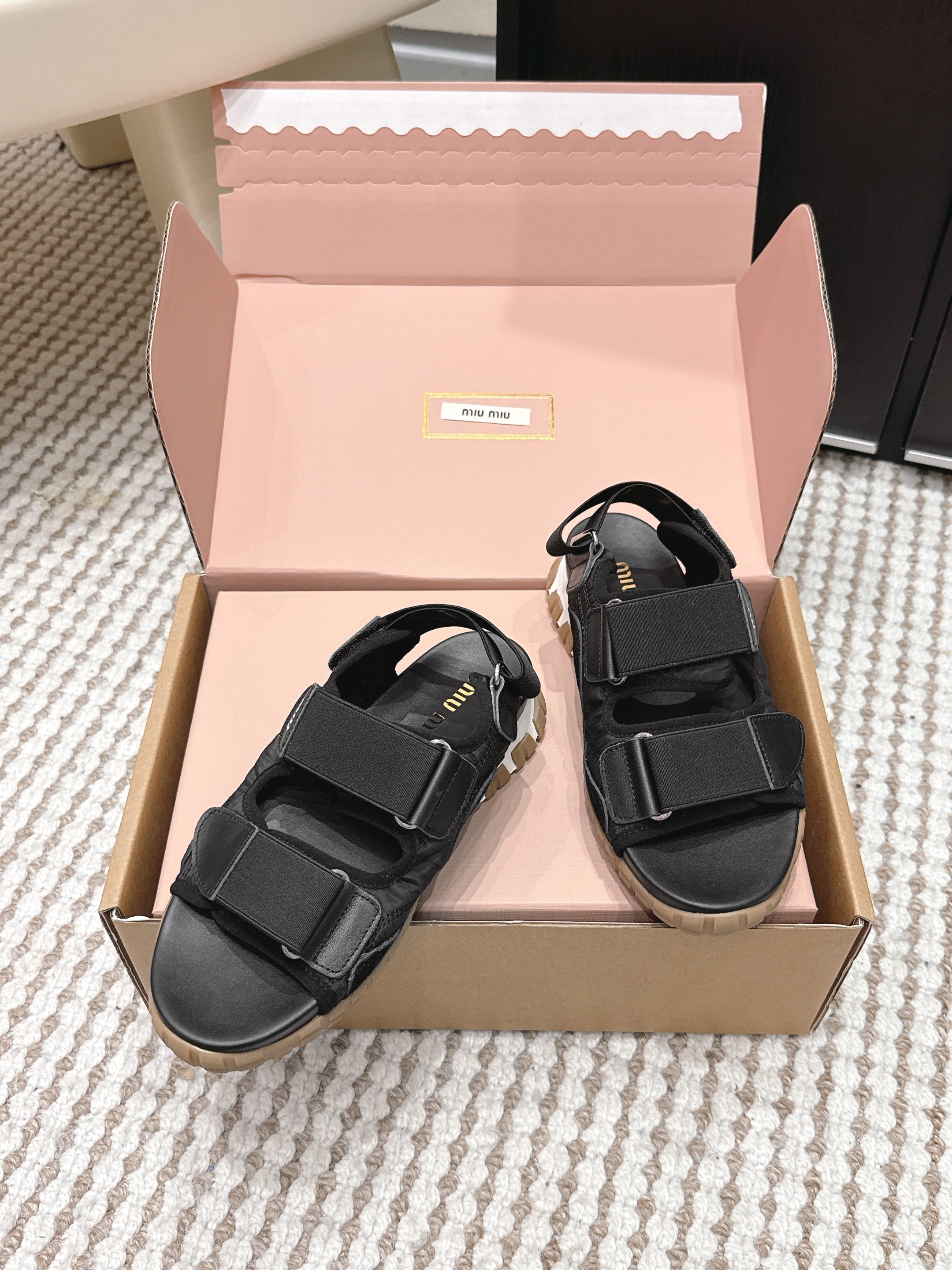 MIU 26 Platform Sandals Black Leather 632329