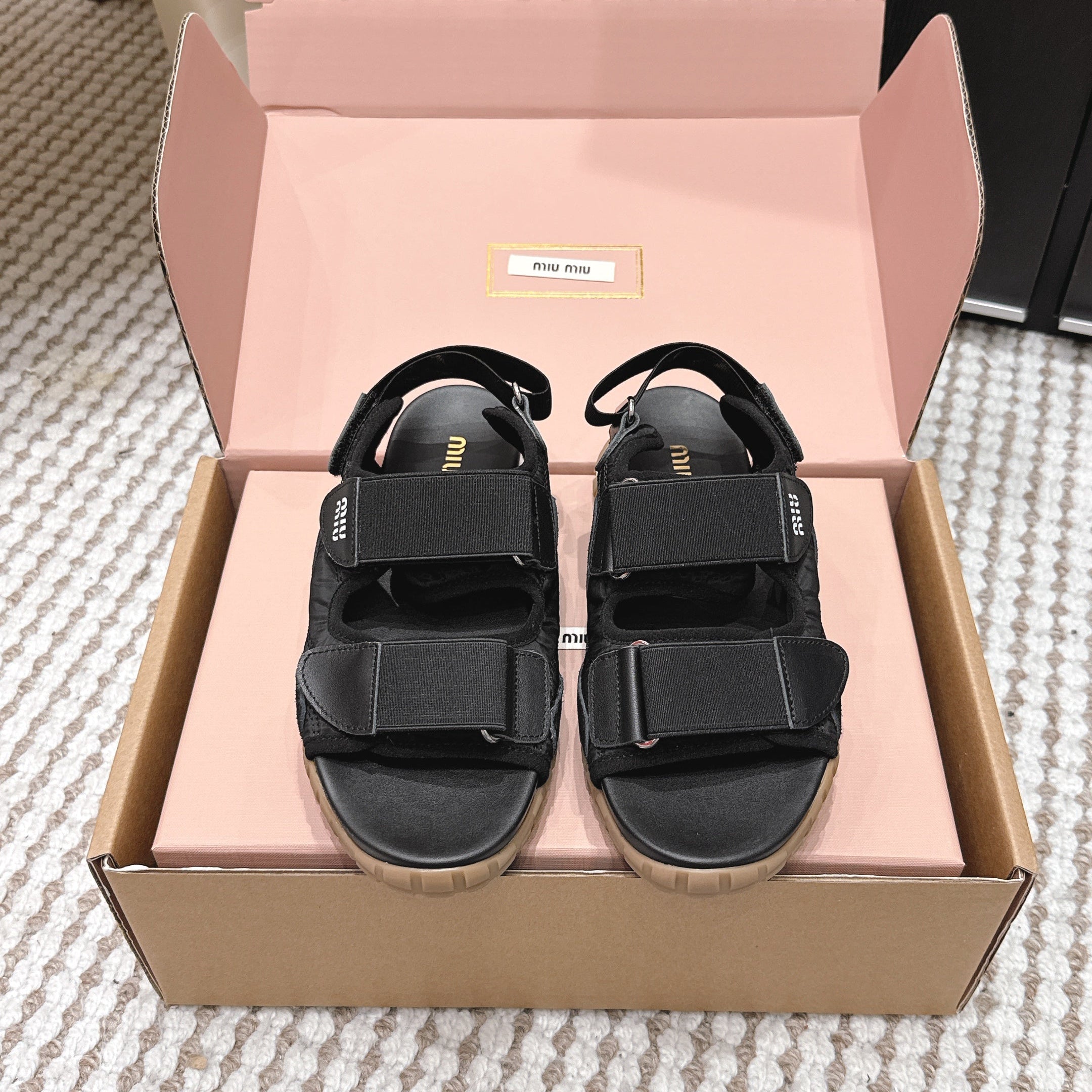 MIU 26 Platform Sandals Black Leather 632329