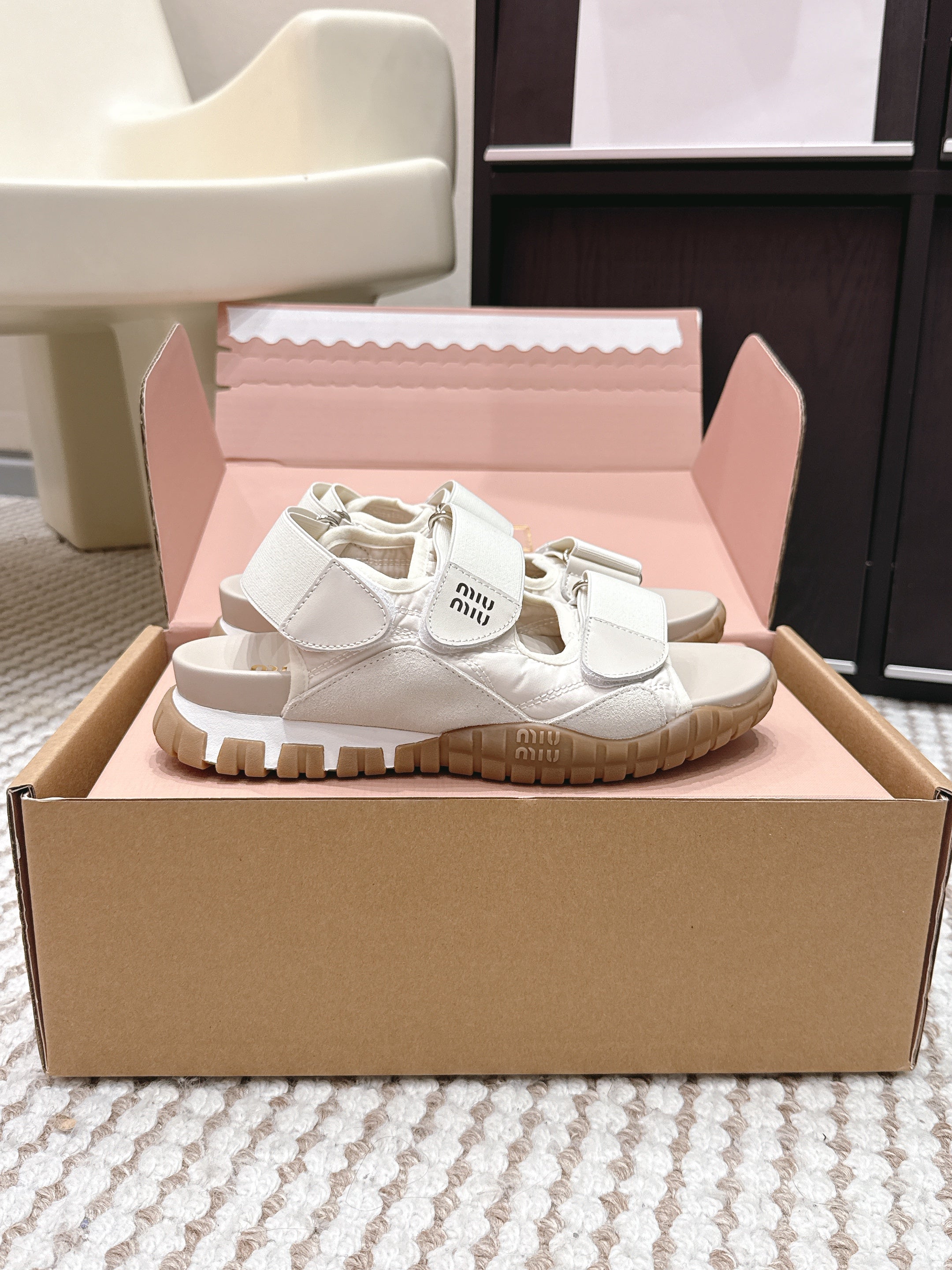 MIU 26 Platform Sandals Ivory Leather 632330