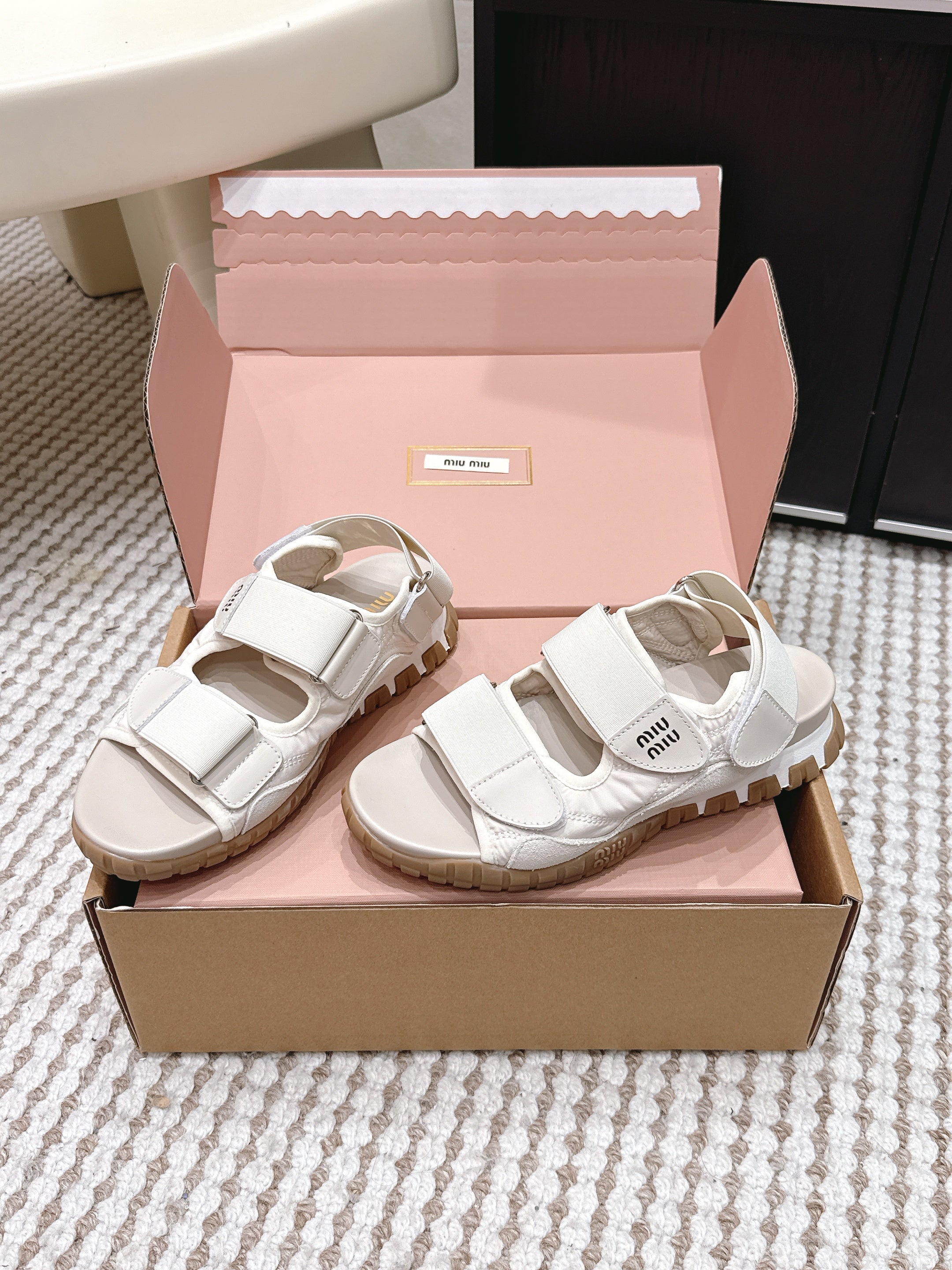 MIU 26 Platform Sandals Ivory Leather 632330