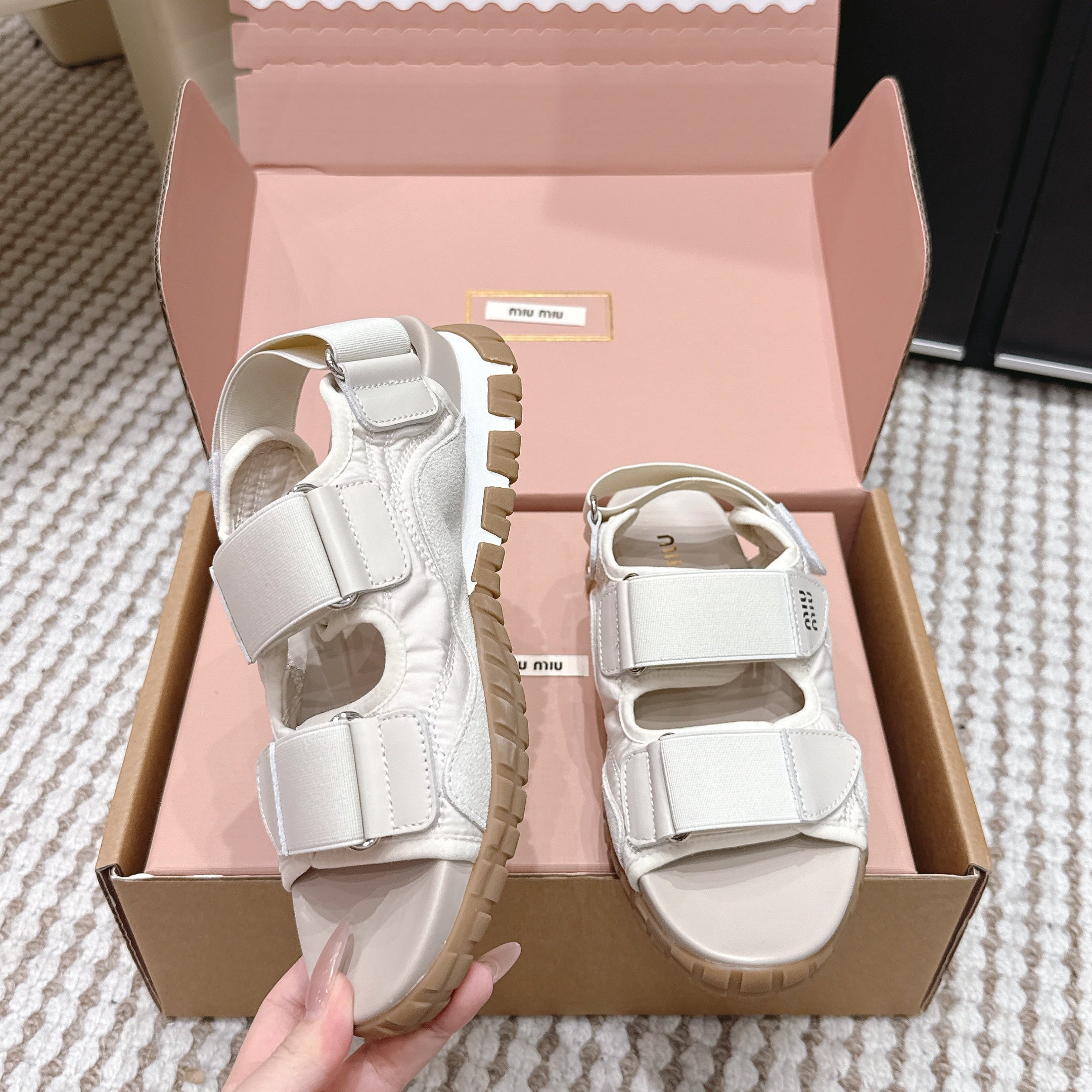 MIU 26 Platform Sandals Ivory Leather 632330