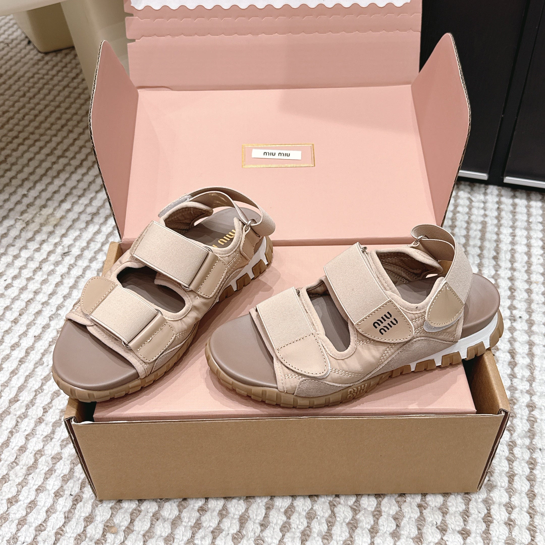 MIU 26 Platform Sandals Light Brown Leather 632331