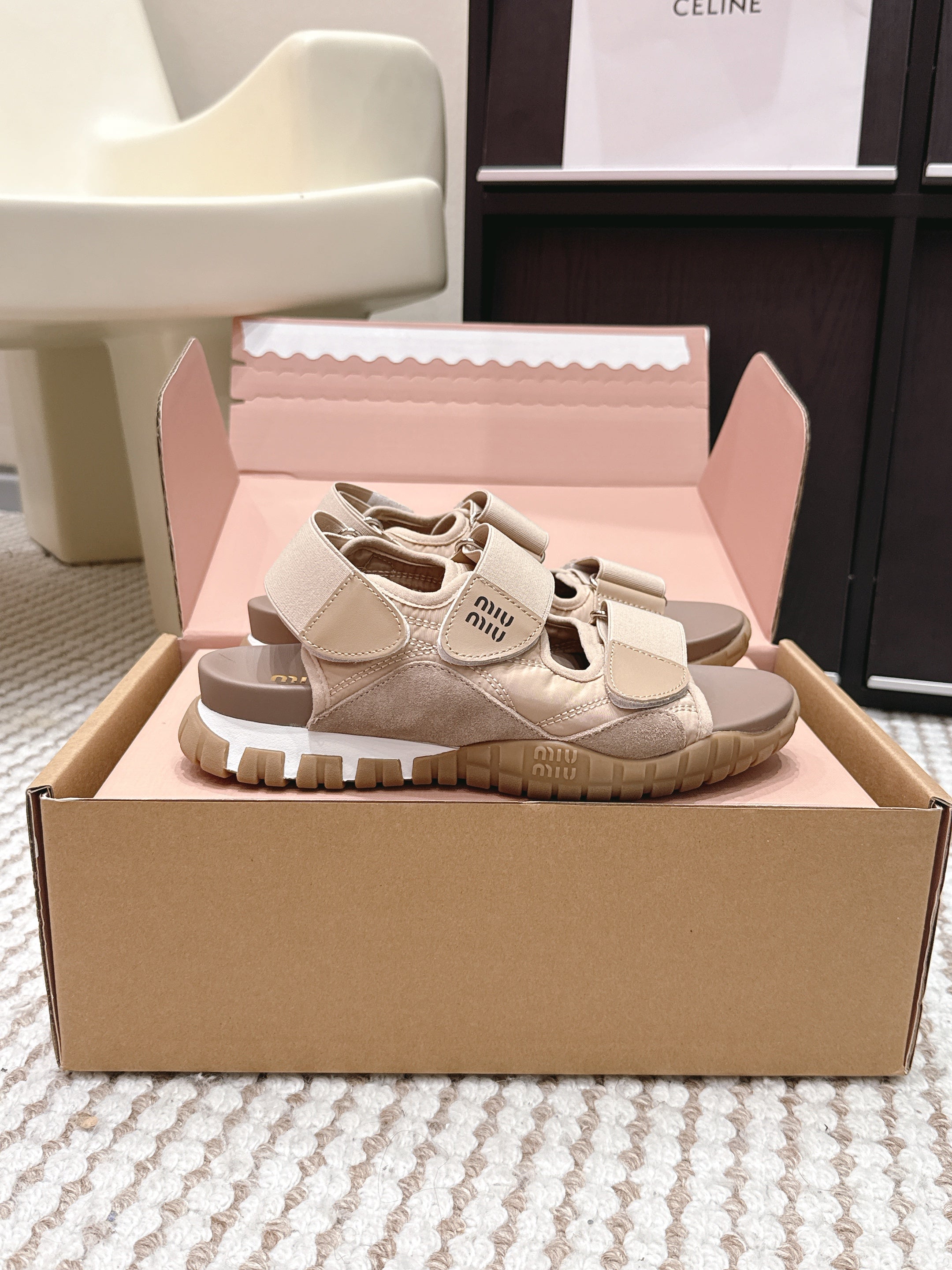 MIU 26 Platform Sandals Light Brown Leather 632331