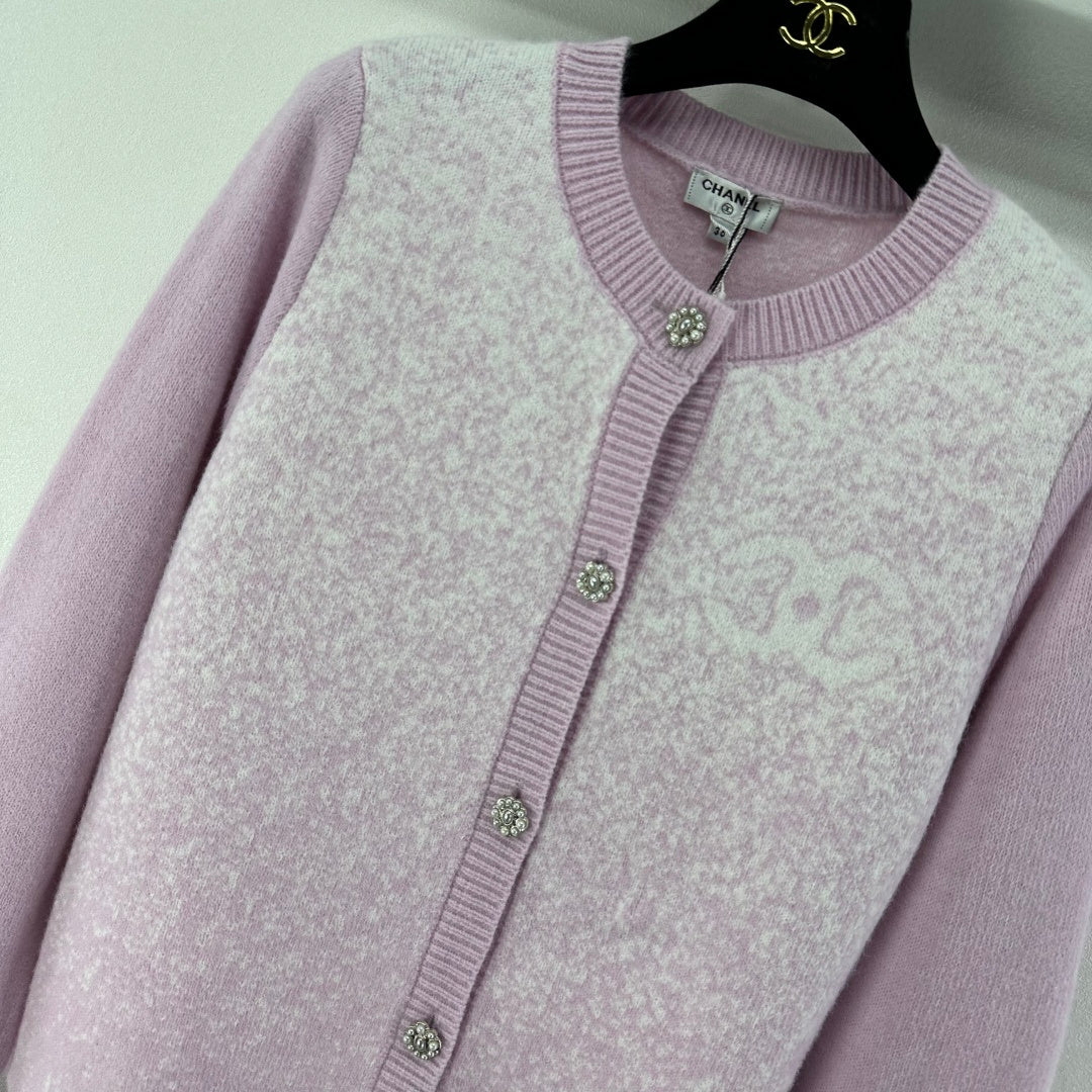 Chanel 2025 Knitted Cardigan Pink Wool 329297