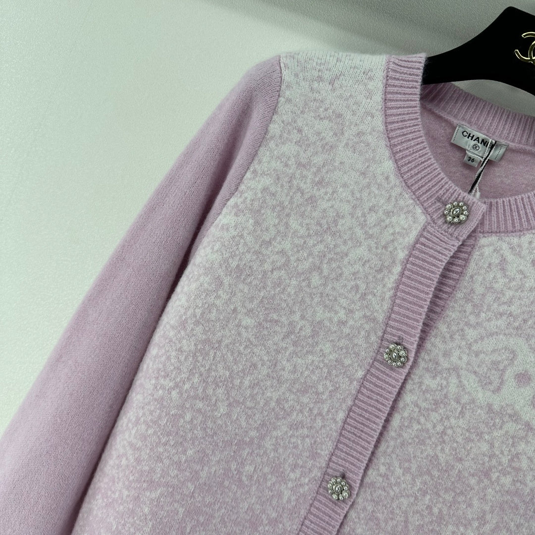 Chanel 2025 Knitted Cardigan Pink Wool 329297