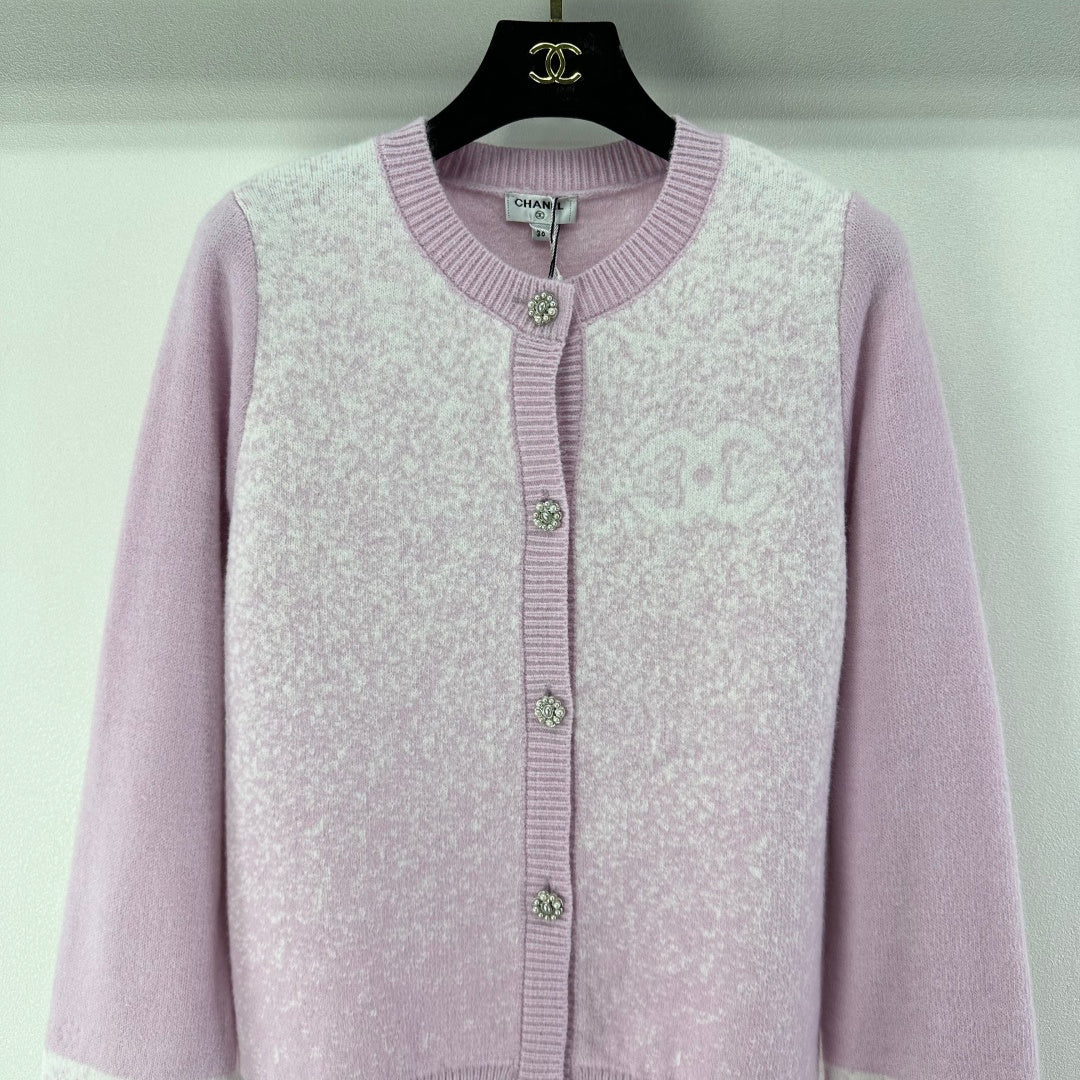 Chanel 2025 Knitted Cardigan Pink Wool 329297