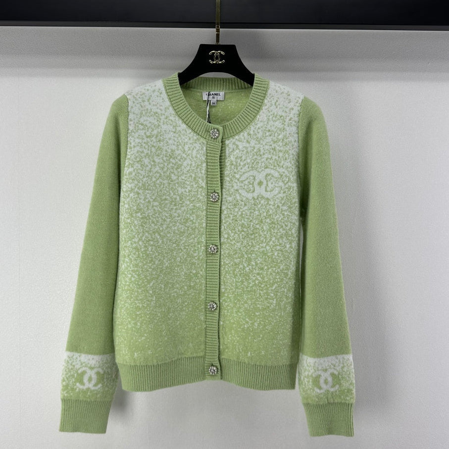 Chanel 2025 Knitted Cardigan Green Wool 329296
