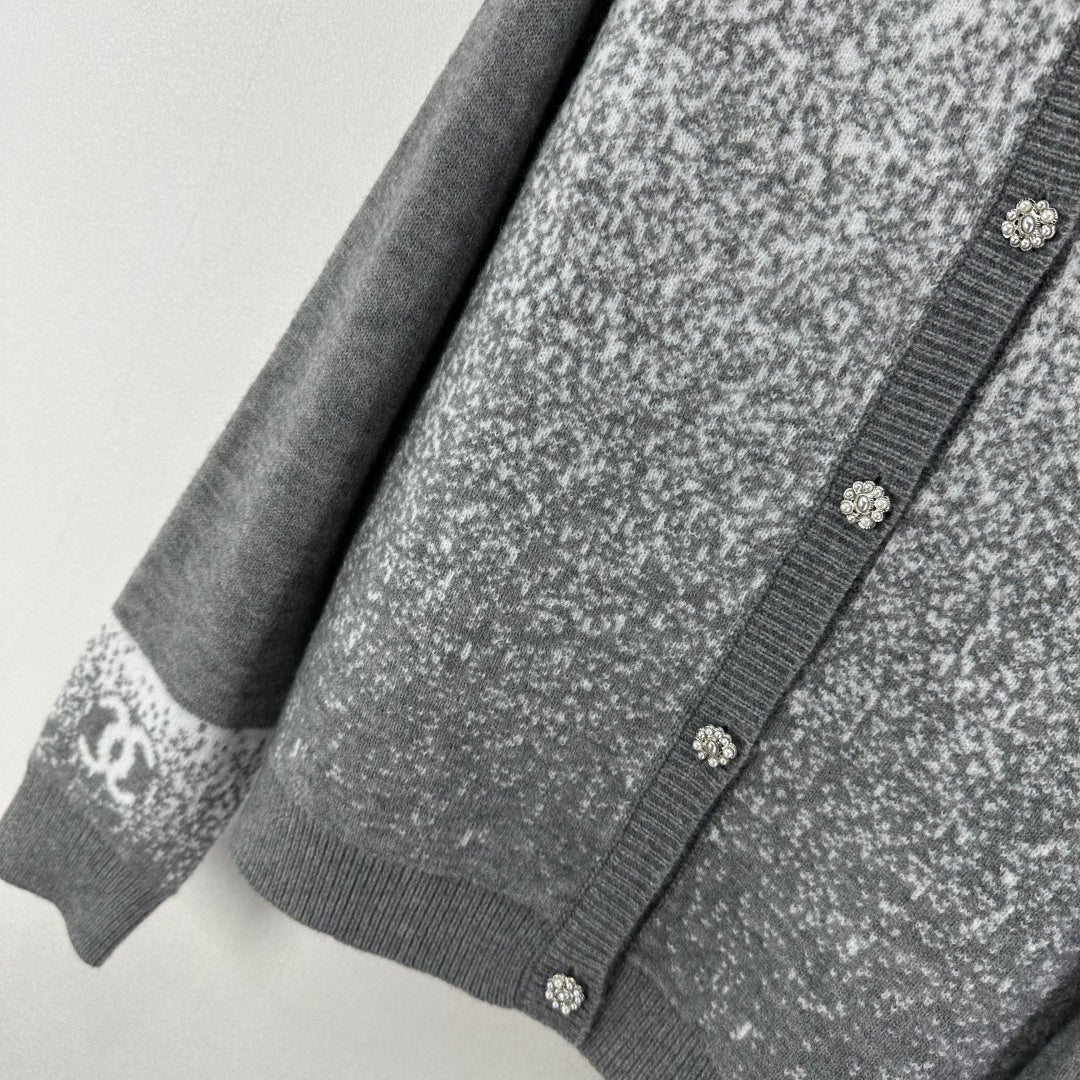 Chanel 2025 Knitted Cardigan Gray Wool 329294