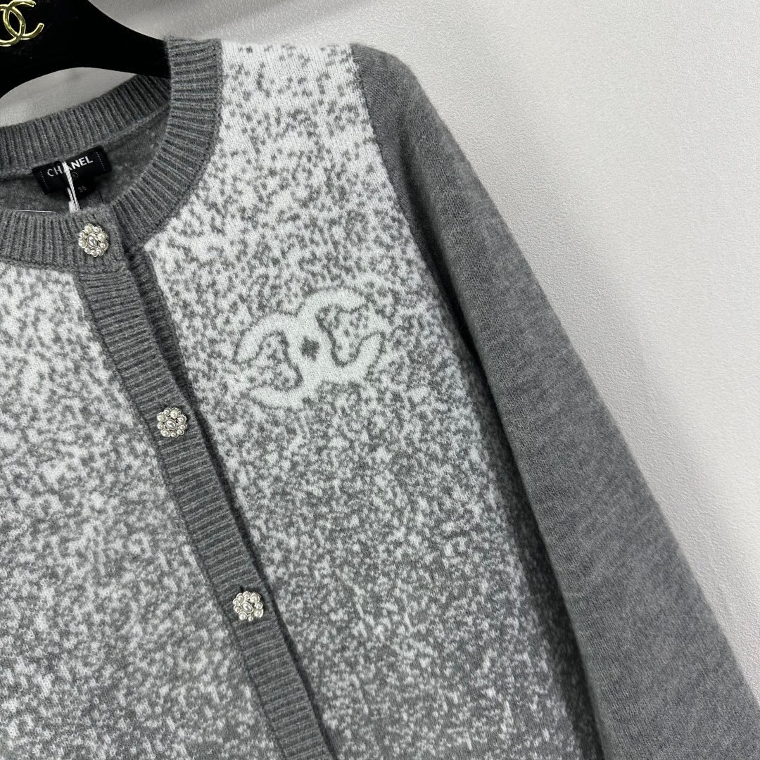 Chanel 2025 Knitted Cardigan Gray Wool 329294