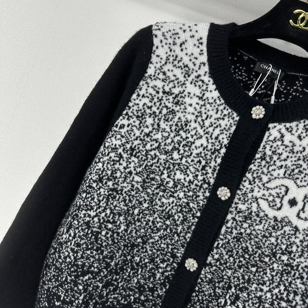 Chanel 2025 Knitted Cardigan Black Wool 329292