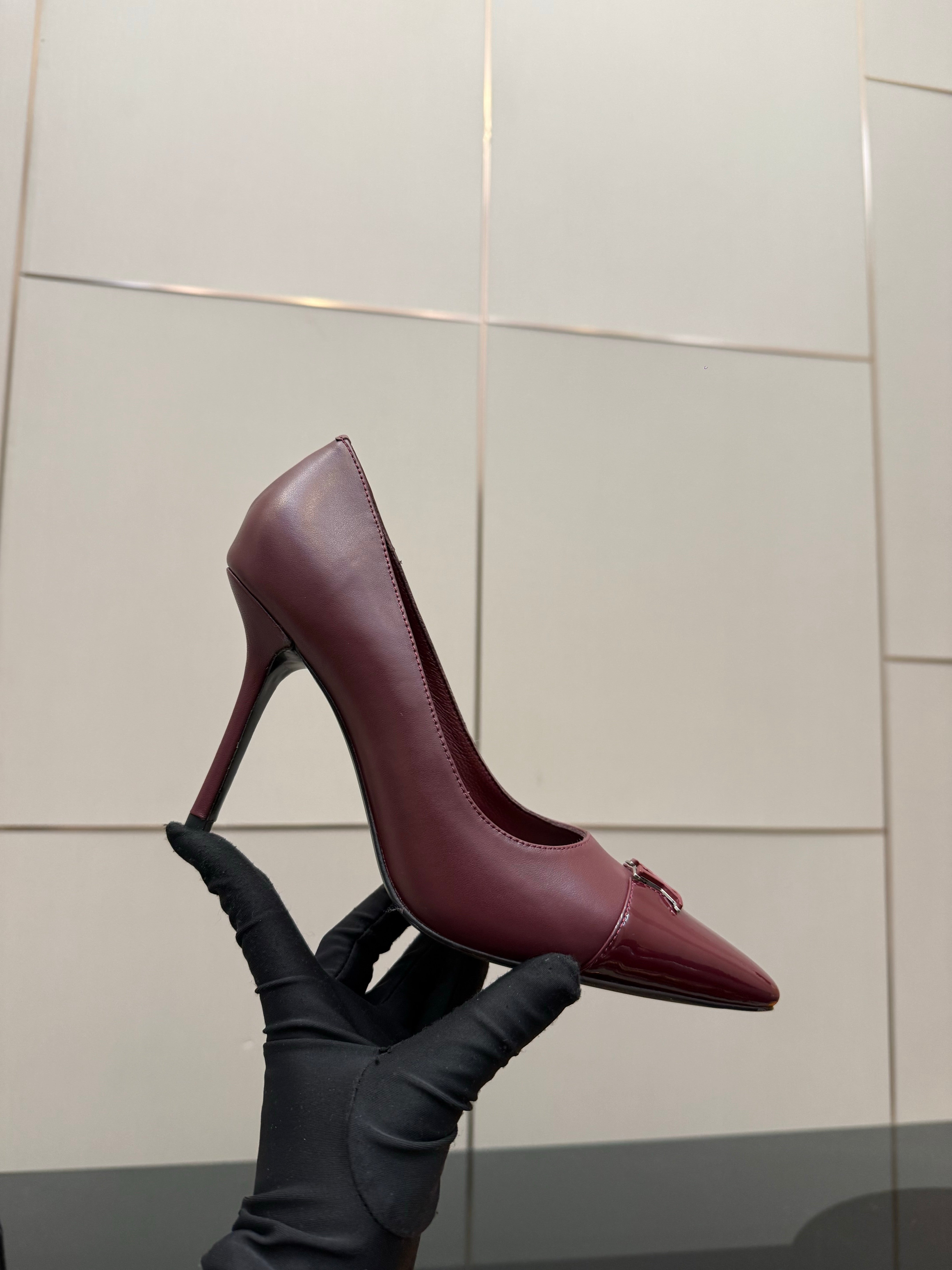 LV 26ss Heel Pump 90 Burgundy Patent Leather 629626