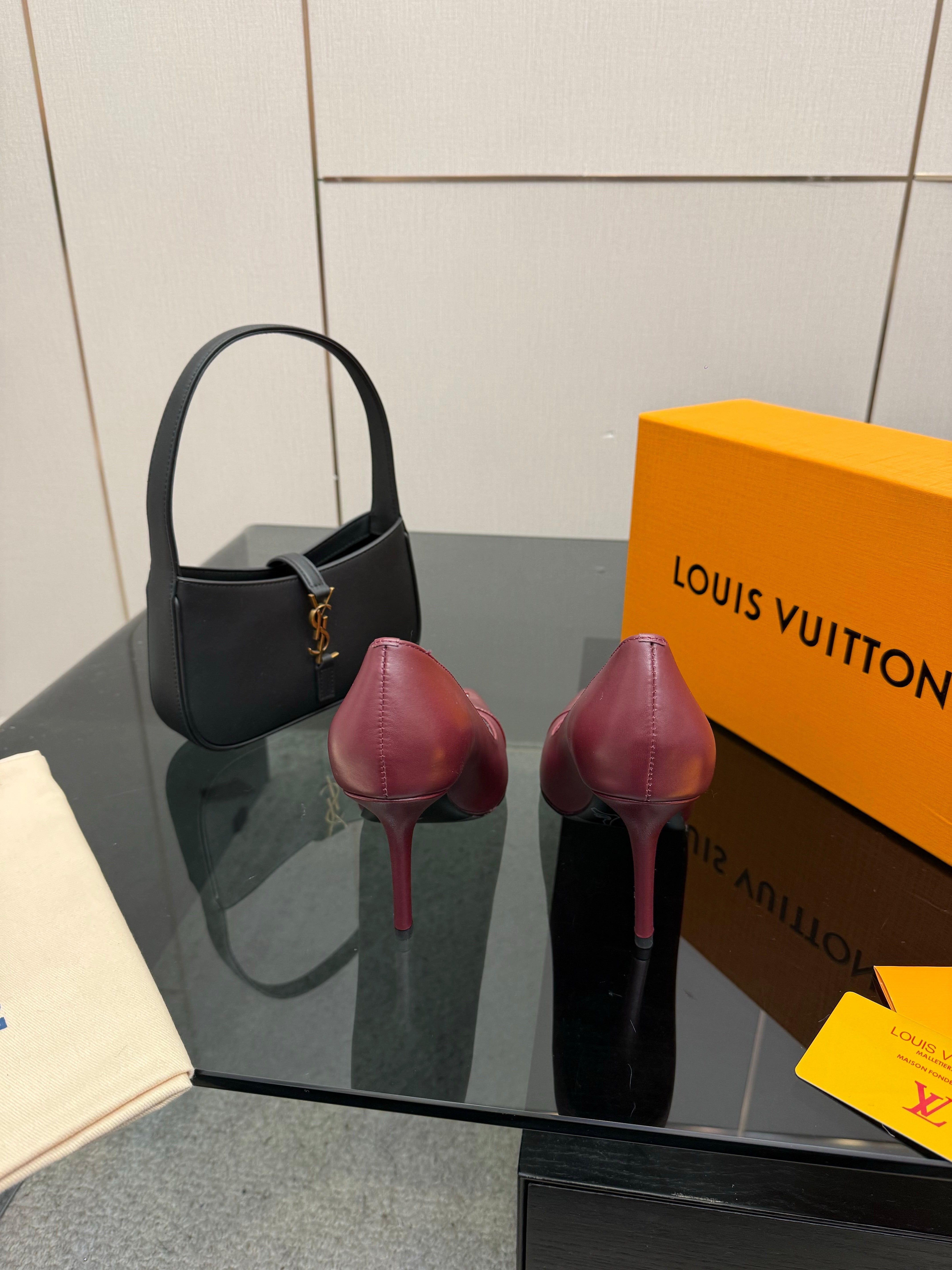 LV 26ss Heel Pump 90 Burgundy Patent Leather 629626