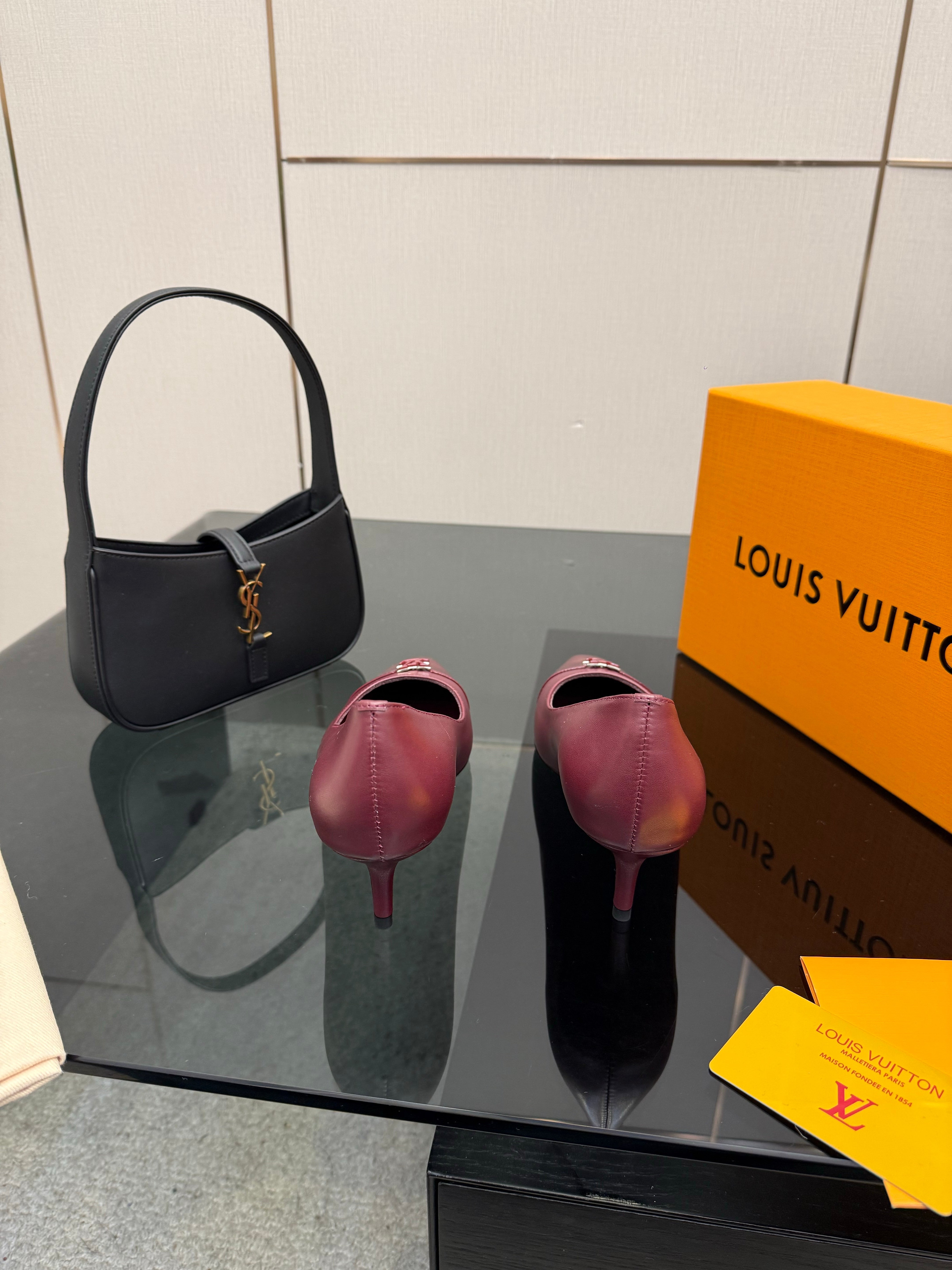 LV 26ss Heel Pump 55 Burgundy Patent Leather 629627