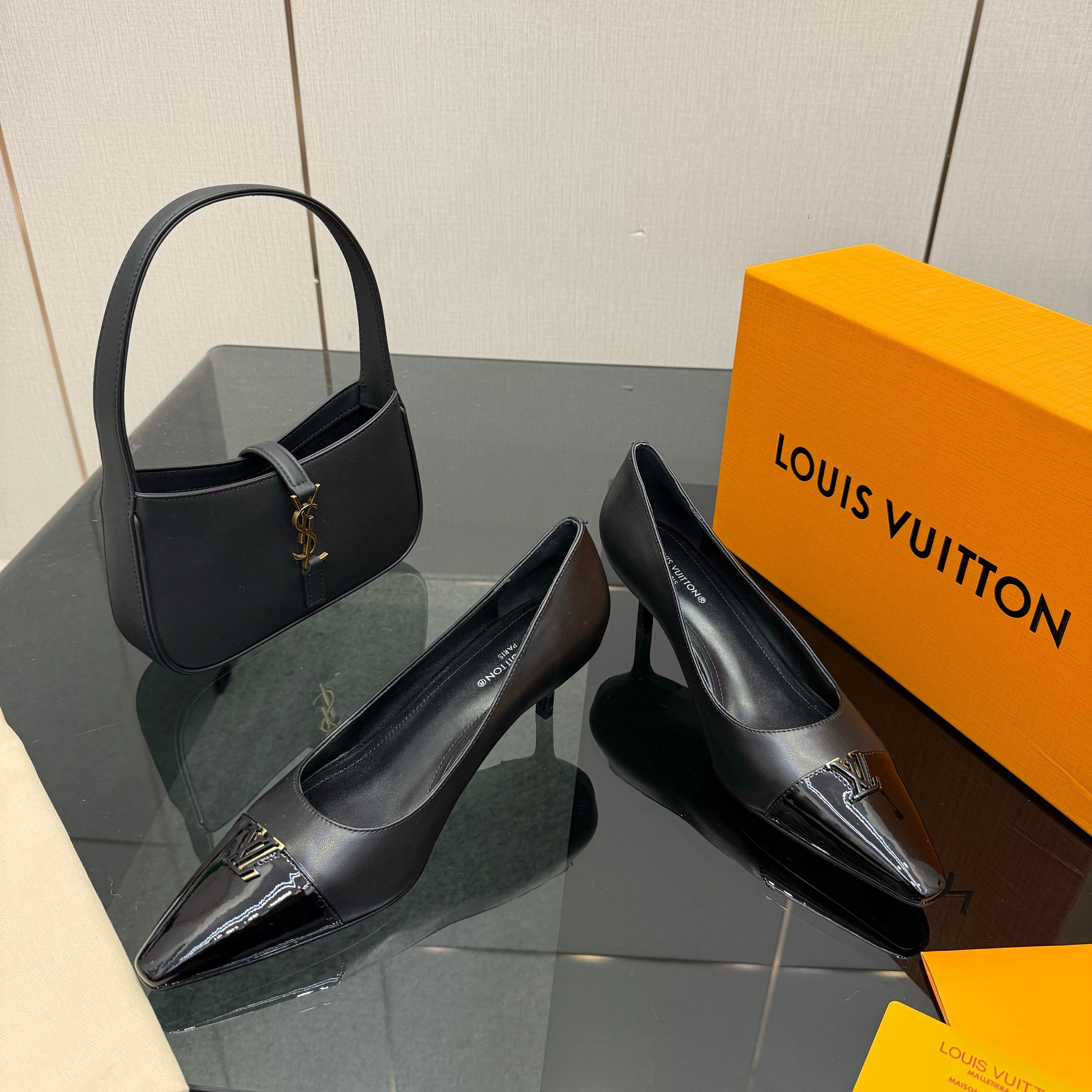 LV 26ss Heel Pump 55 Black Patent Leather 629631