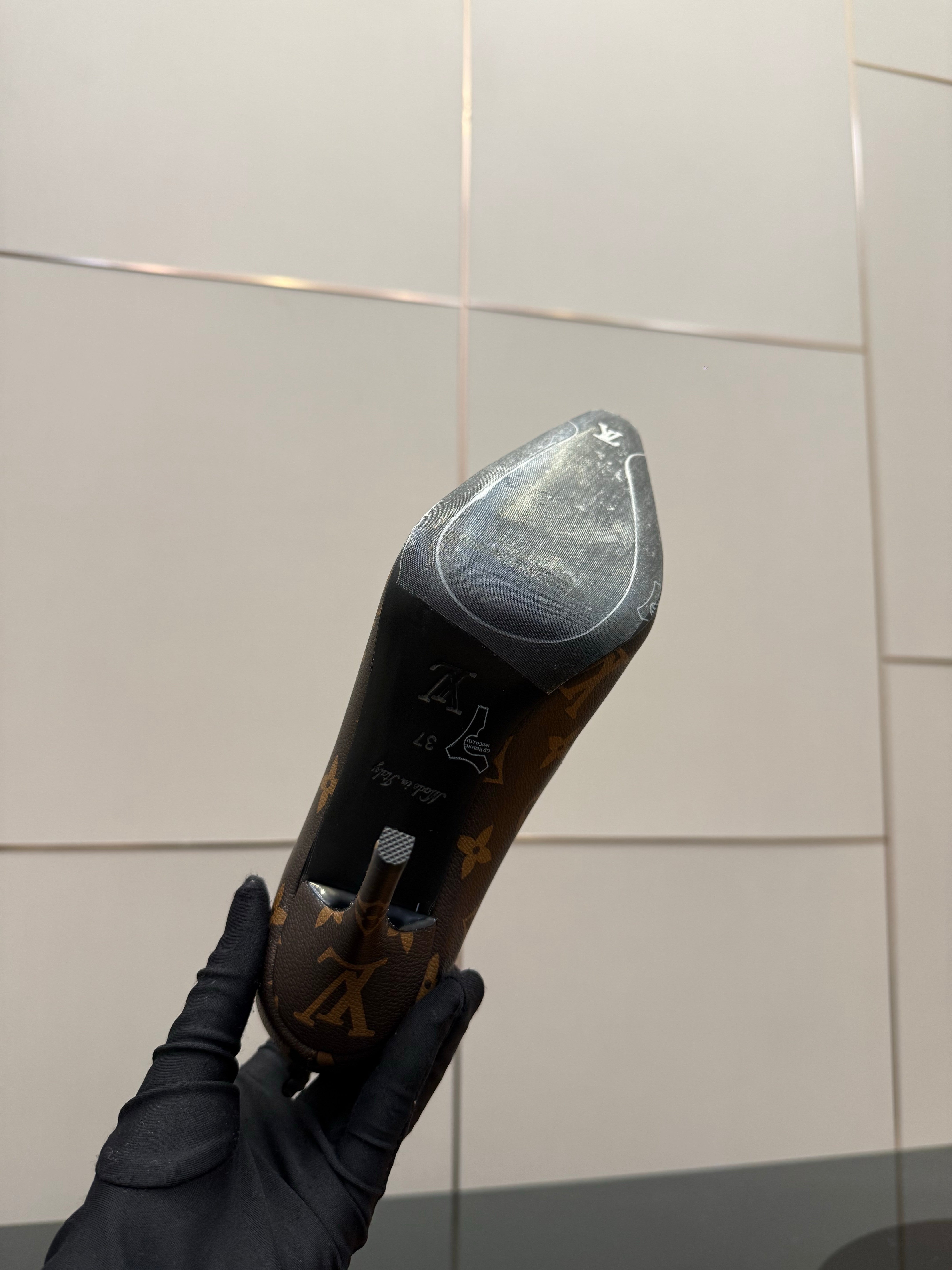 LV 26ss Heel Pump 90 Brown Monogram Calfskin 629632