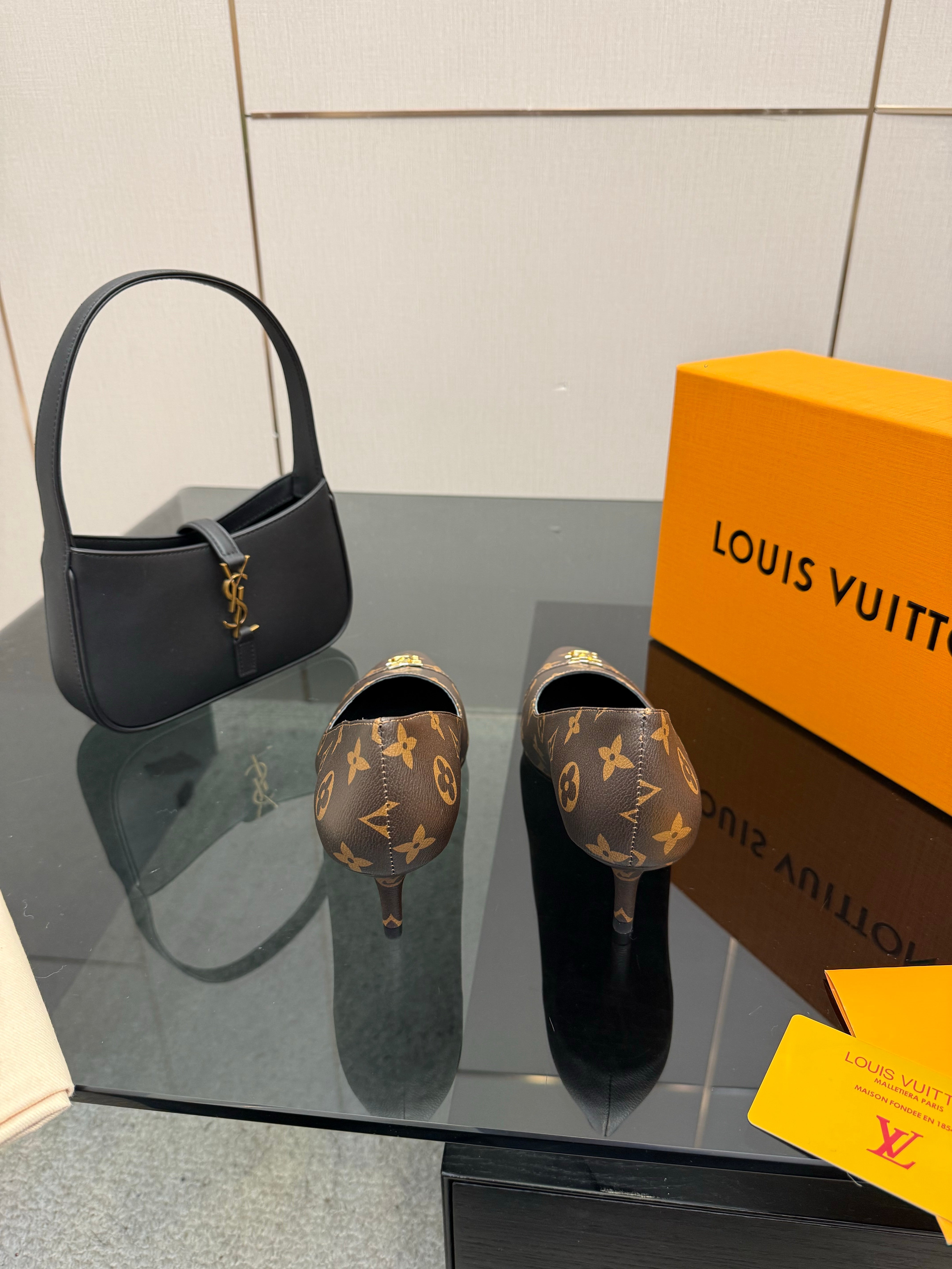 LV 26ss Heel Pump 55 Brown Monogram Calfskin 629633