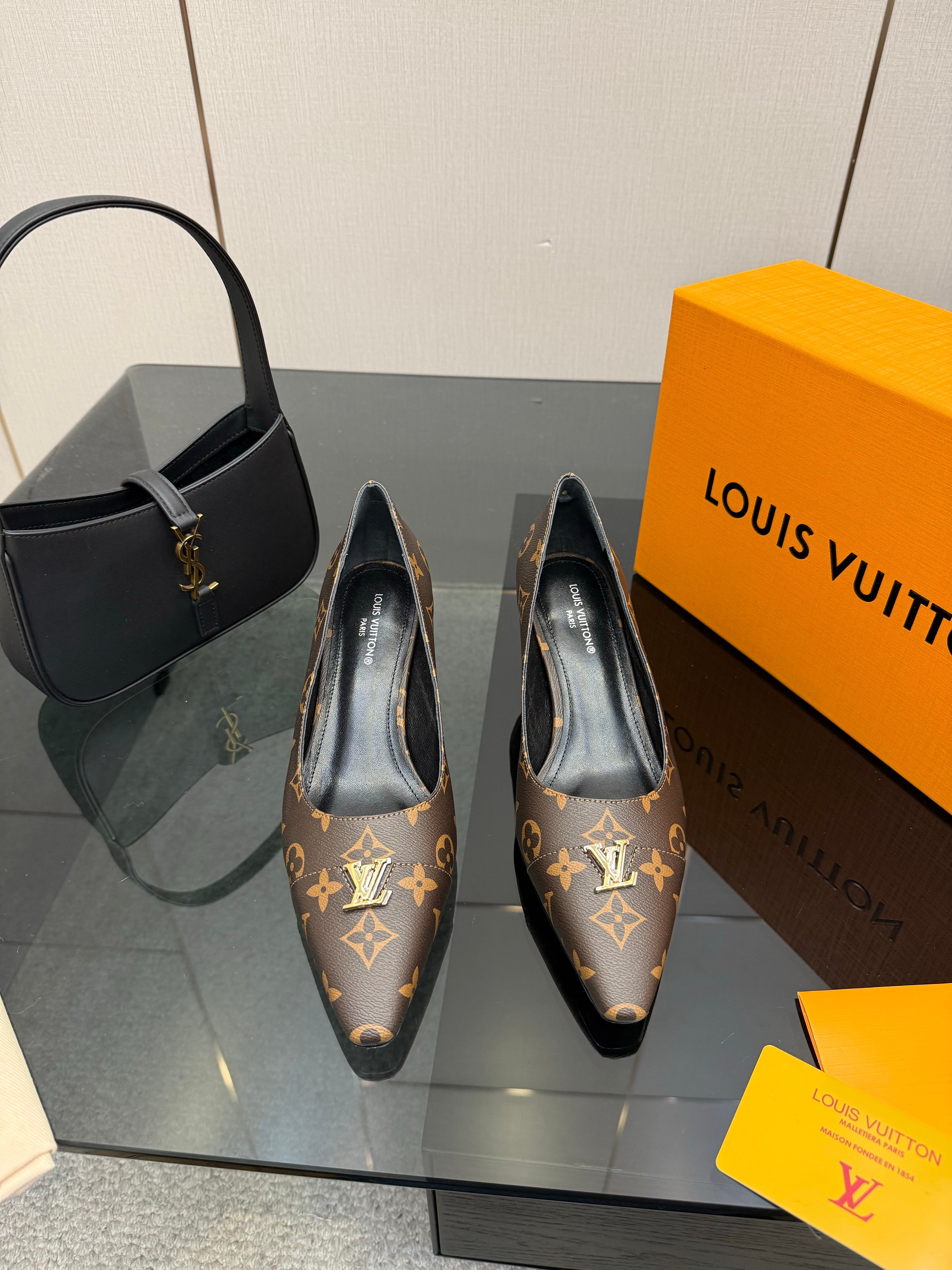 LV 26ss Heel Pump 55 Brown Monogram Calfskin 629633