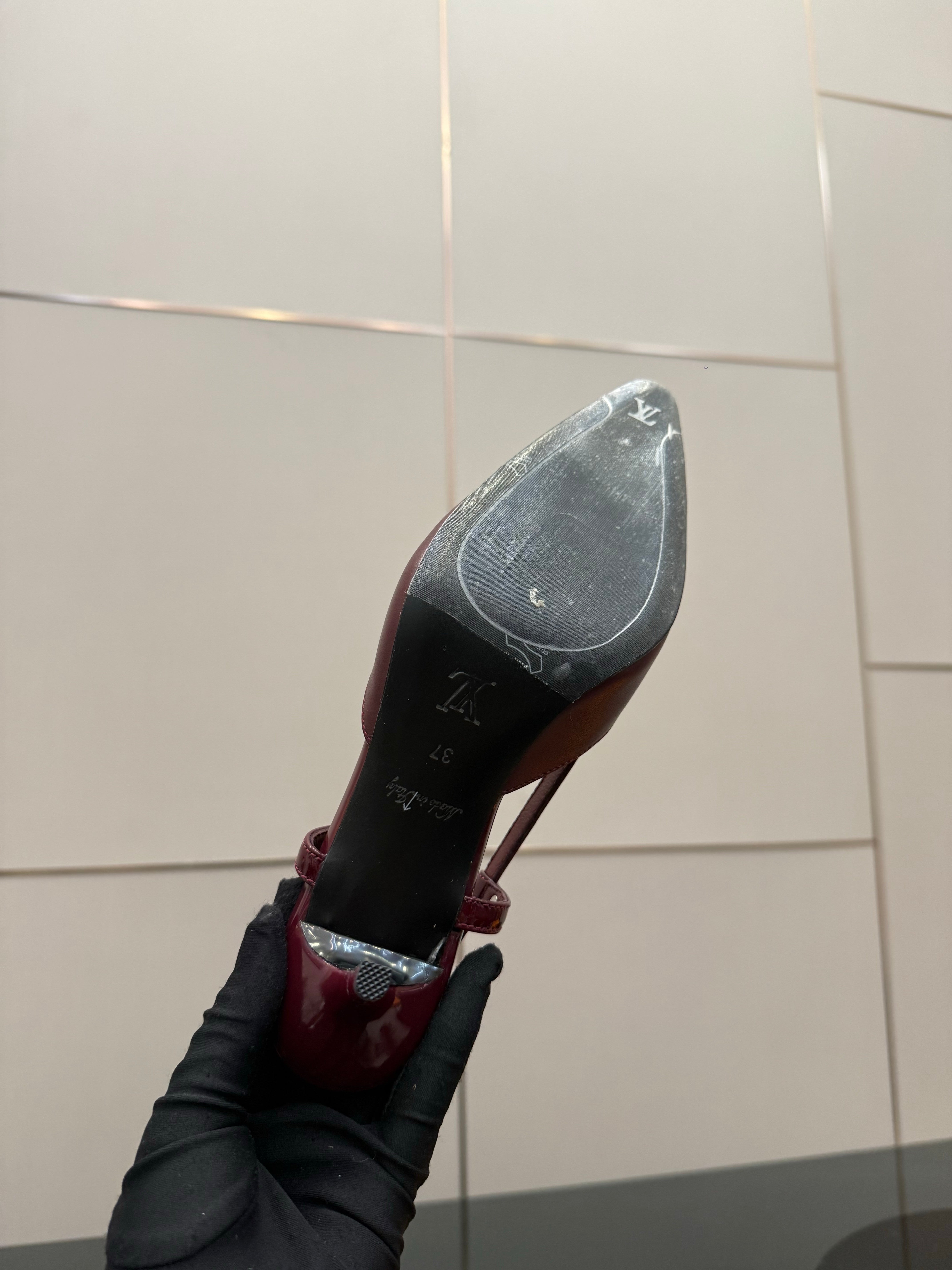 LV 26ss Slingback 55 Burgundy  Patent Leather 629635