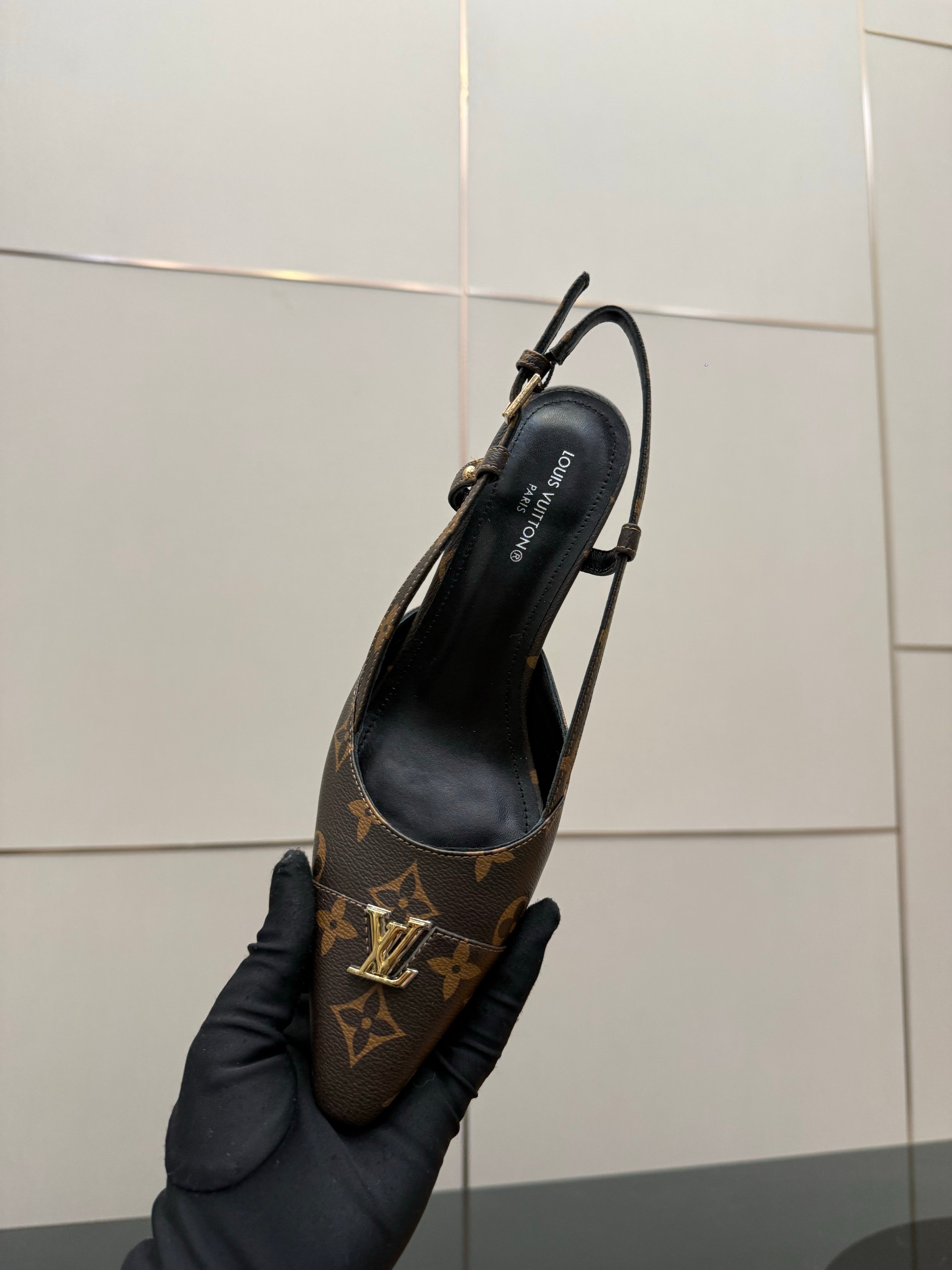 LV 26ss Slingback 55 Brown Monogram Calfskin 629641