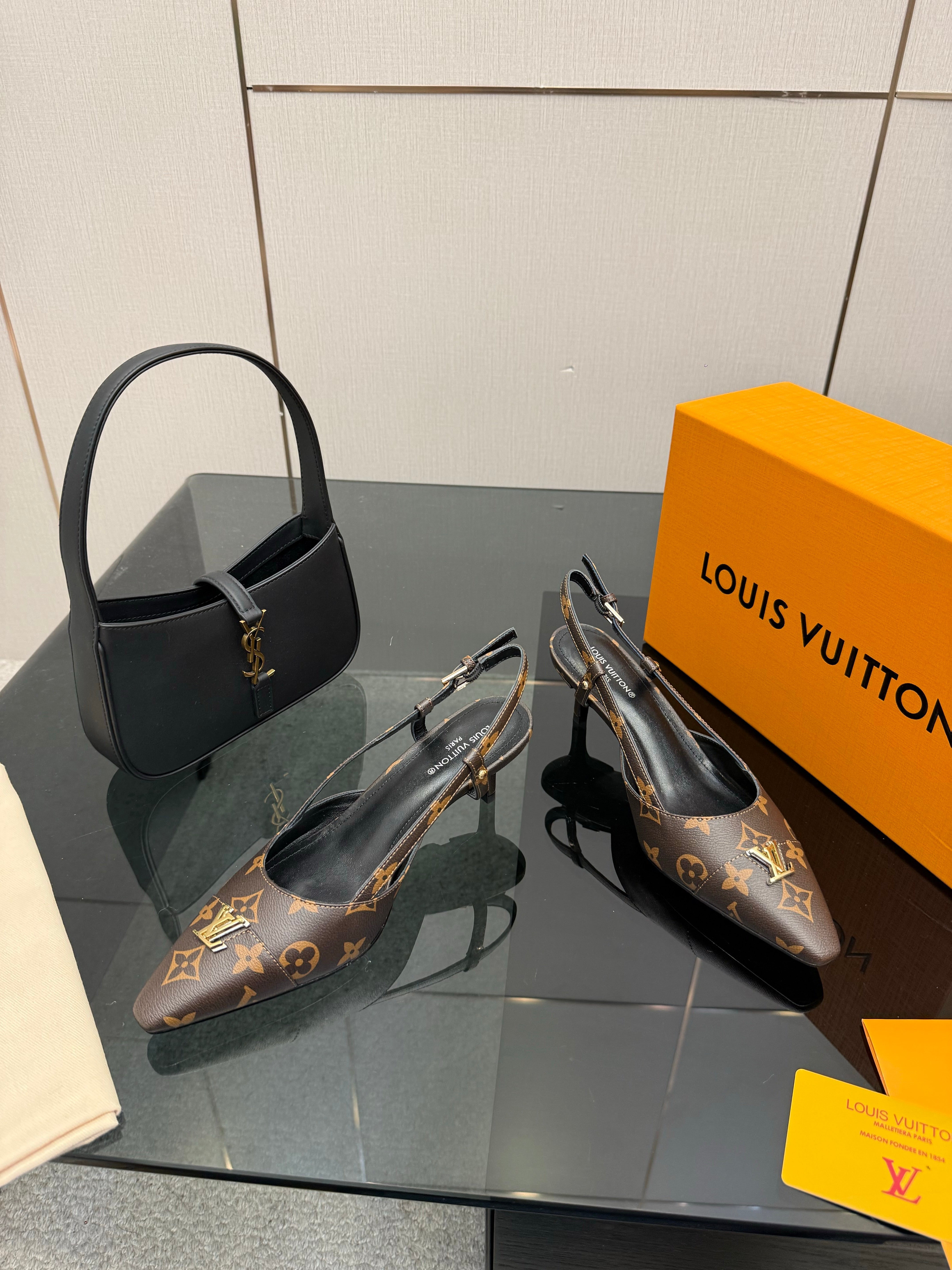 LV 26ss Slingback 55 Brown Monogram Calfskin 629641